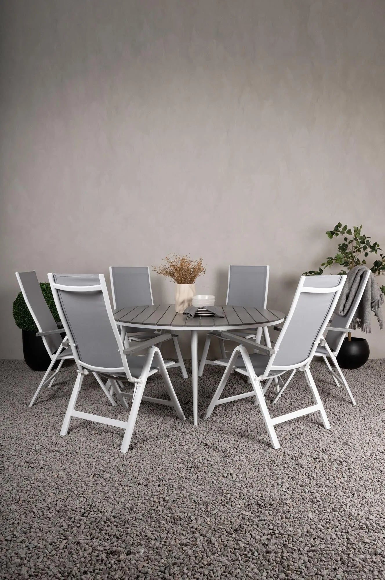 Break Outdoor-Tischset + Albany ⌀150cm/6St. - KAQTU Design