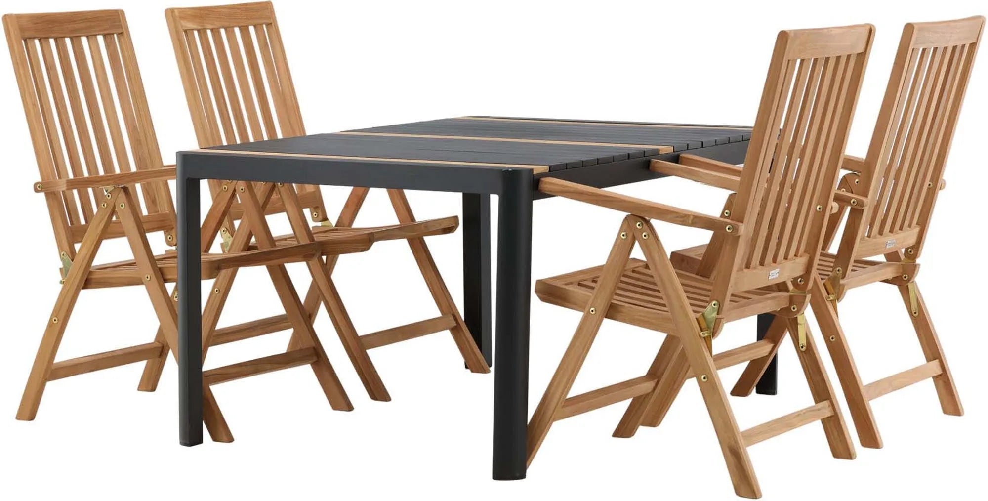 Togo Outdoor-Tischset + Kenya 150cm/4St. in Schwarz / Natur präsentiert im Onlineshop von KAQTU Design AG. Gartentischset ist von Venture Home