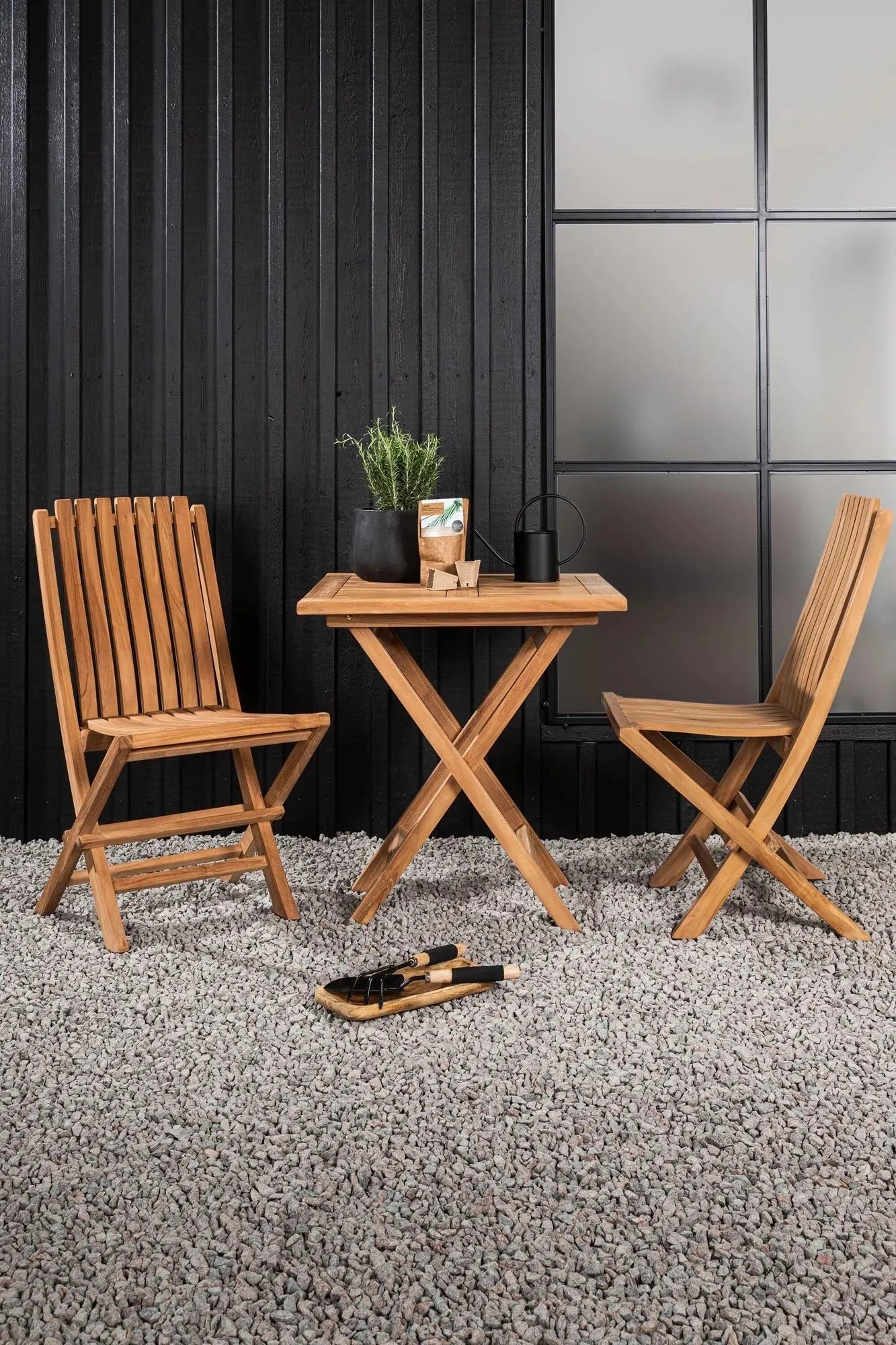 Kenya Outdoor-Tischset 70cm/2St. in Schwarz präsentiert im Onlineshop von KAQTU Design AG. Gartentischset ist von Venture Home