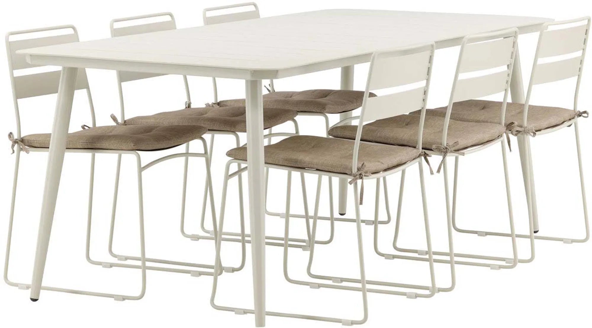 Lina Outdoor-Tischset 200cm/6St. Inkl. Kissen in Beige präsentiert im Onlineshop von KAQTU Design AG. Gartentischset ist von Venture Home