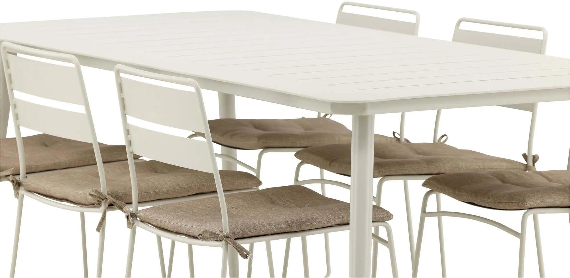 Lina Outdoor-Tischset 200cm/6St. Inkl. Kissen in Beige präsentiert im Onlineshop von KAQTU Design AG. Gartentischset ist von Venture Home