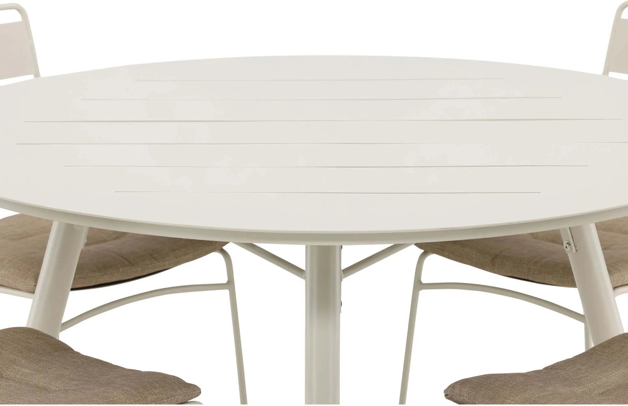 Lina Outdoor-Tischset ⌀120cm/4St. inkl. Kissen in Beige präsentiert im Onlineshop von KAQTU Design AG. Gartentischset ist von Venture Home