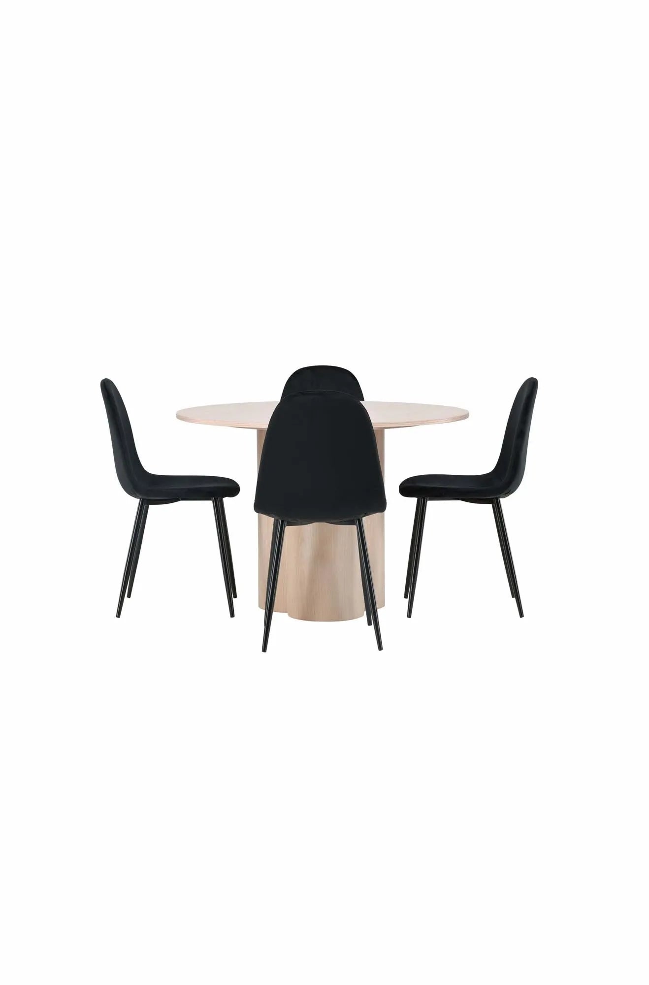 Olivia Esszimmer Set + Polar ⌀110cm/4St. in Beige / Schwarz präsentiert im Onlineshop von KAQTU Design AG. Esszimmerset ist von Venture Home