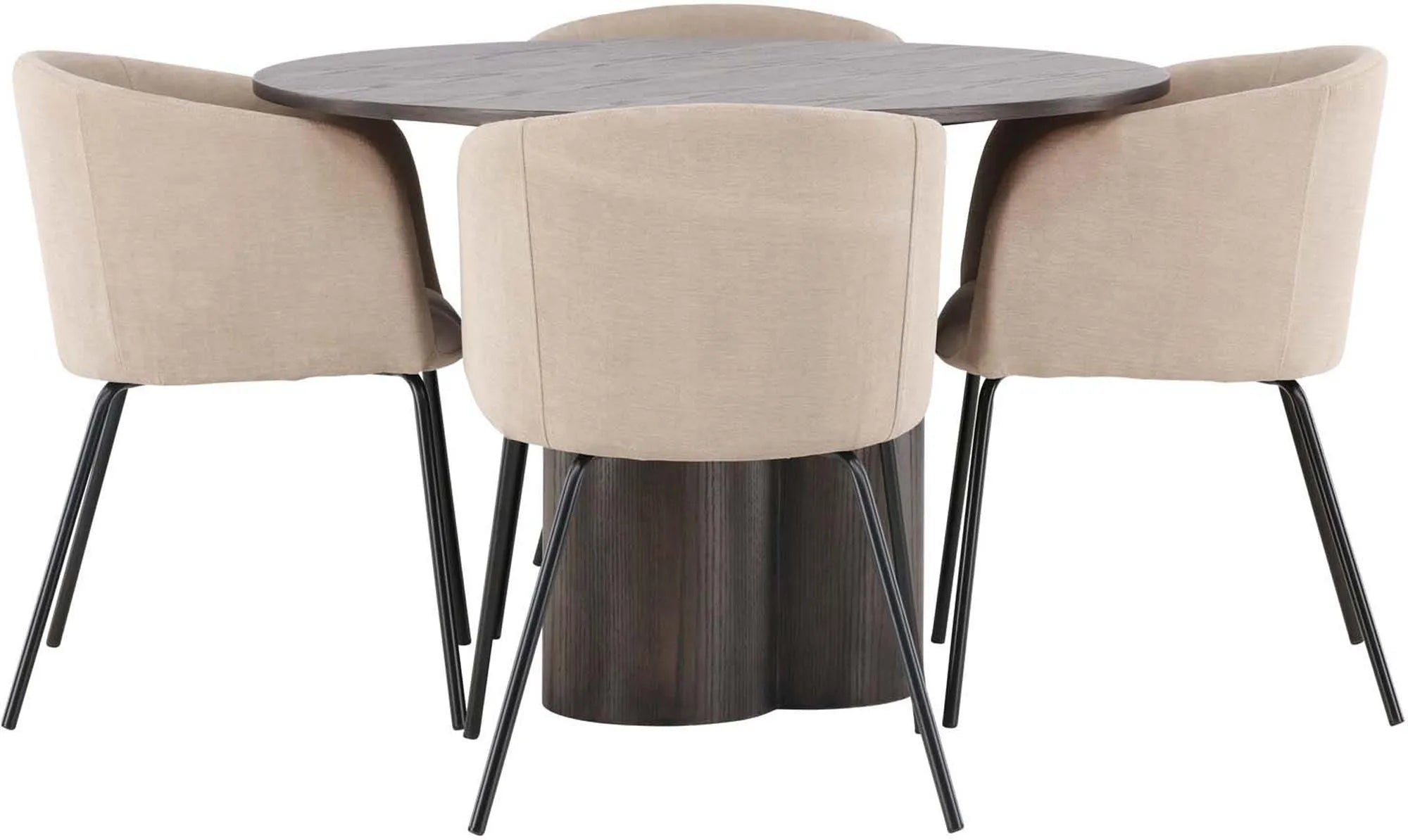 Olivia Esszimmer Set + Berit ⌀110cm/4St. in Beige / Schwarz präsentiert im Onlineshop von KAQTU Design AG. Esszimmerset ist von Venture Home