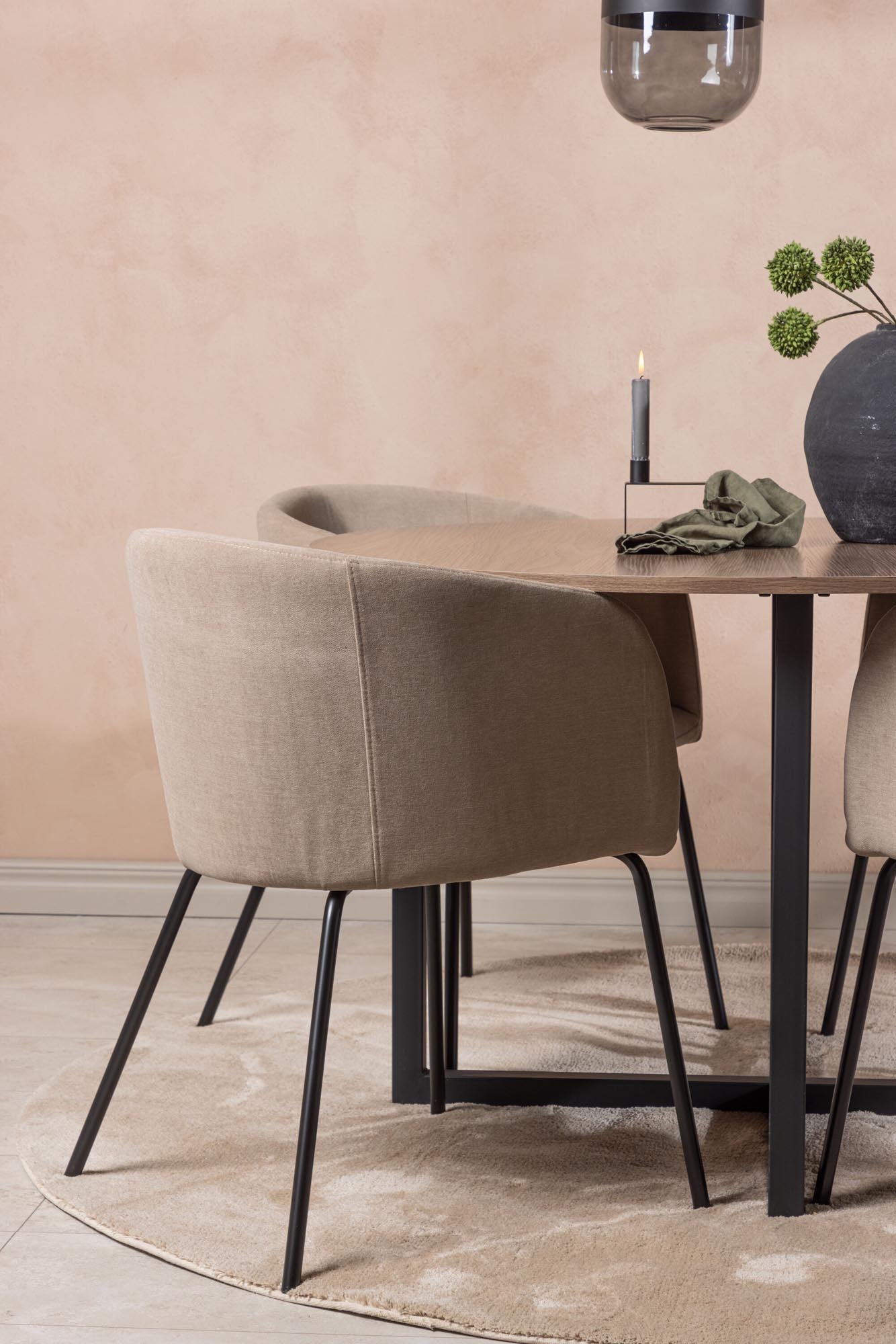 Durango Esszimmerset + Berit ⌀120cm/4St. in Beige, Schwarz präsentiert im Onlineshop von KAQTU Design AG. Esszimmerset ist von Venture Home