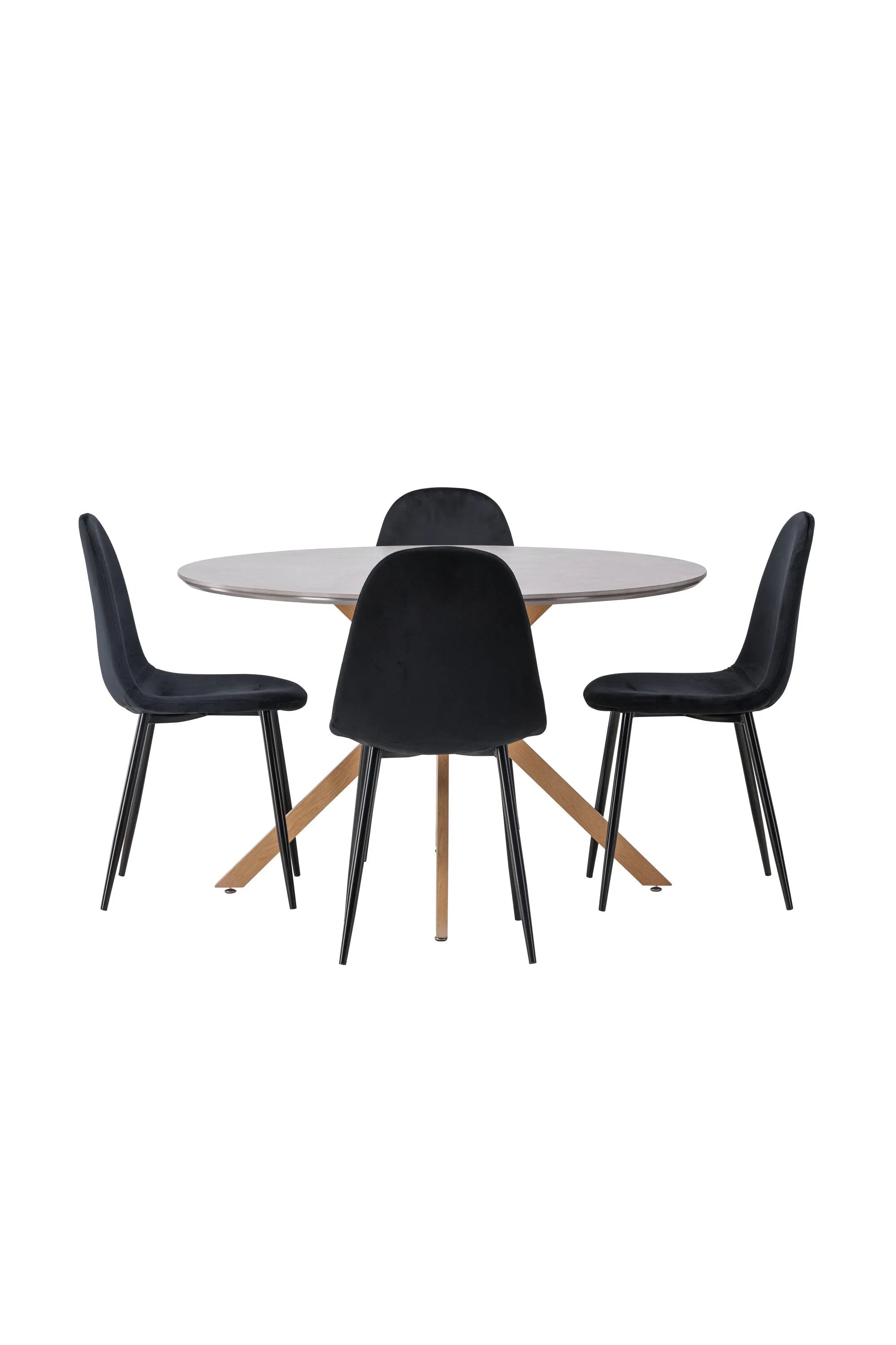 Piazza Esstisch + 4 x Polar Esszimmerstuhl in Schwarz präsentiert im Onlineshop von KAQTU Design AG. Esszimmerset ist von Venture Home