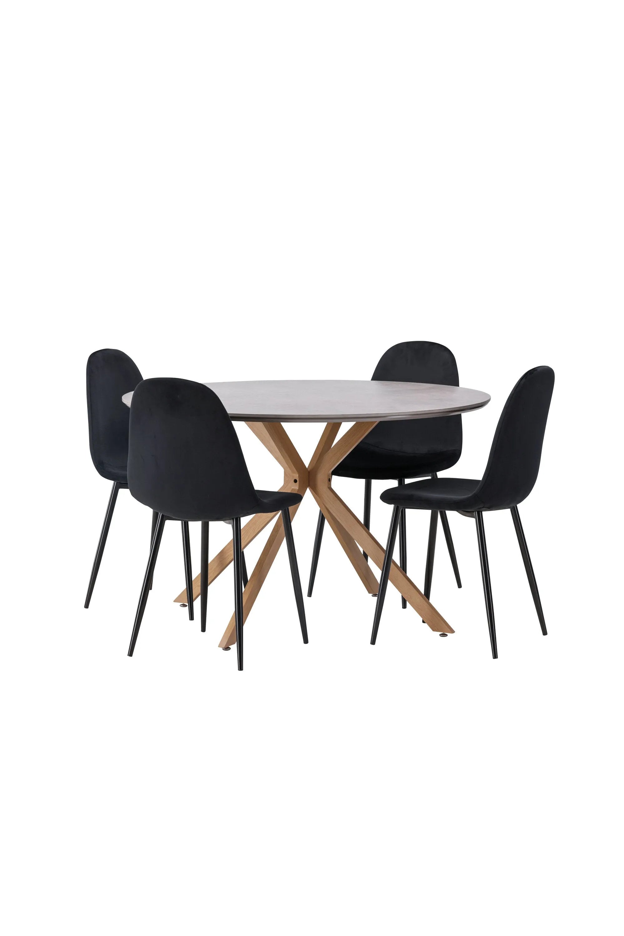 Piazza Esstisch + 4 x Polar Esszimmerstuhl in Schwarz präsentiert im Onlineshop von KAQTU Design AG. Esszimmerset ist von Venture Home