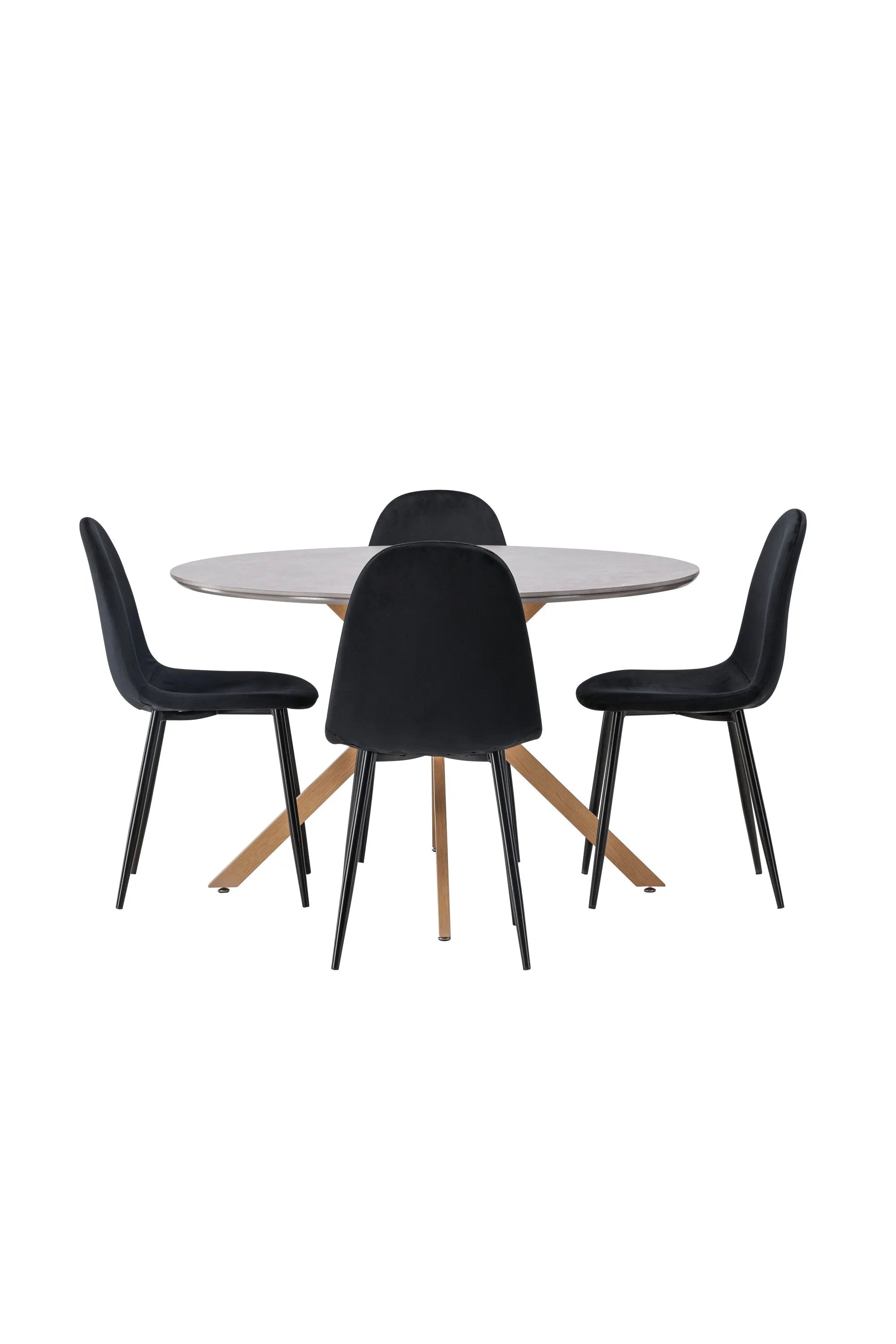 Piazza Esstisch + 4 x Polar Esszimmerstuhl in Schwarz präsentiert im Onlineshop von KAQTU Design AG. Esszimmerset ist von Venture Home