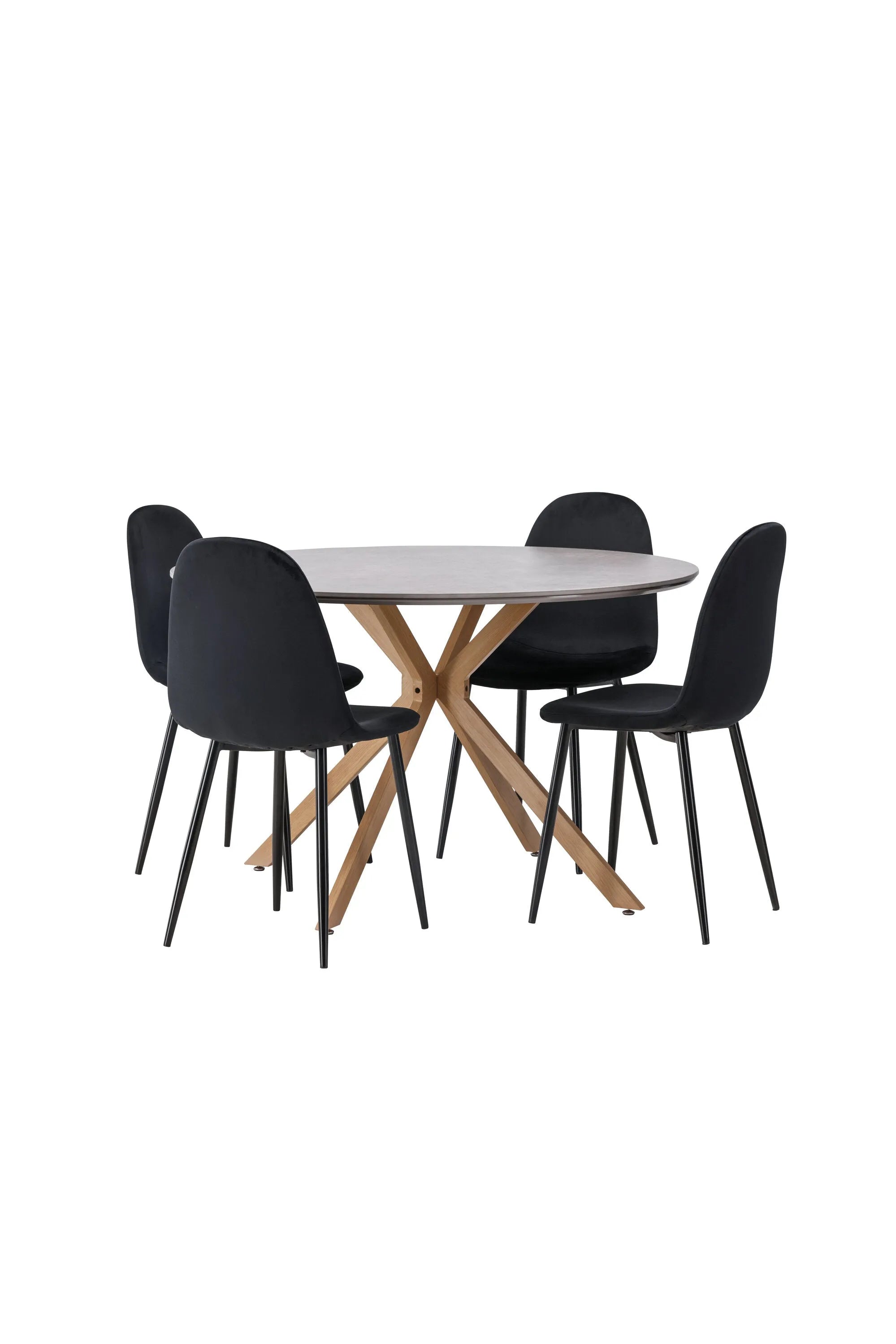 Piazza Esstisch + 4 x Polar Esszimmerstuhl in Schwarz präsentiert im Onlineshop von KAQTU Design AG. Esszimmerset ist von Venture Home