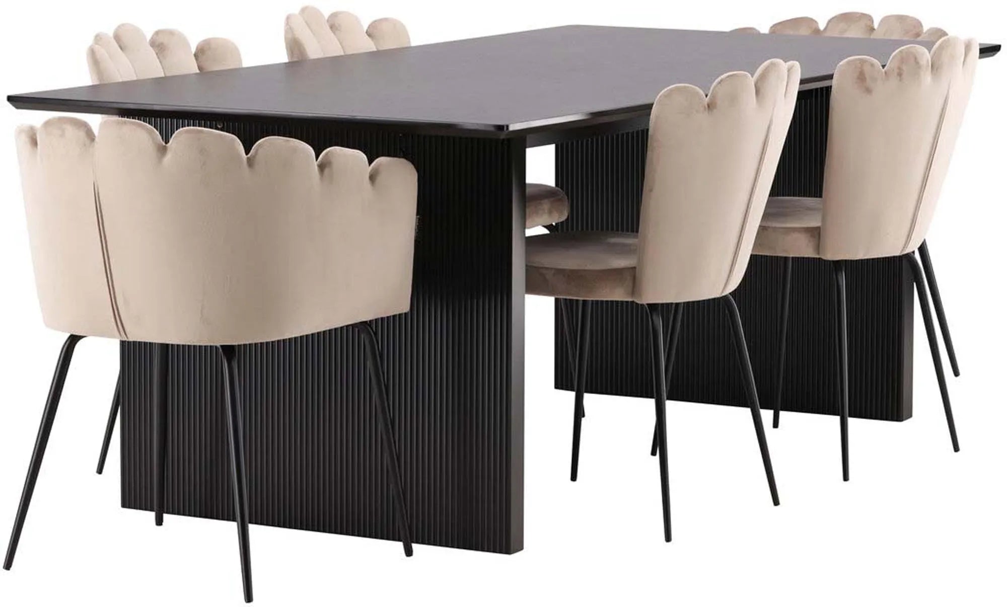 Elegantes Vail Esszimmerset: 200cm Tisch mit 4 Designstühlen.