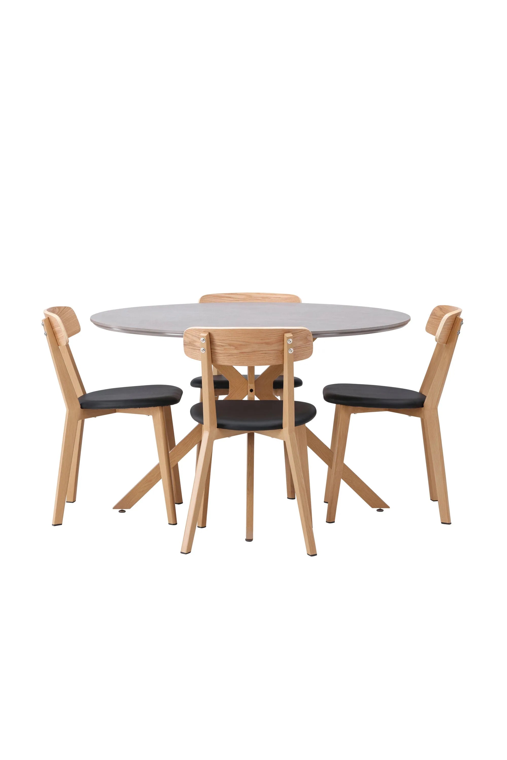 Piazza Esstisch + 4 x Sanjos Esszimmerstuhl in Schwarz/Natur präsentiert im Onlineshop von KAQTU Design AG. Esszimmerset ist von Venture Home