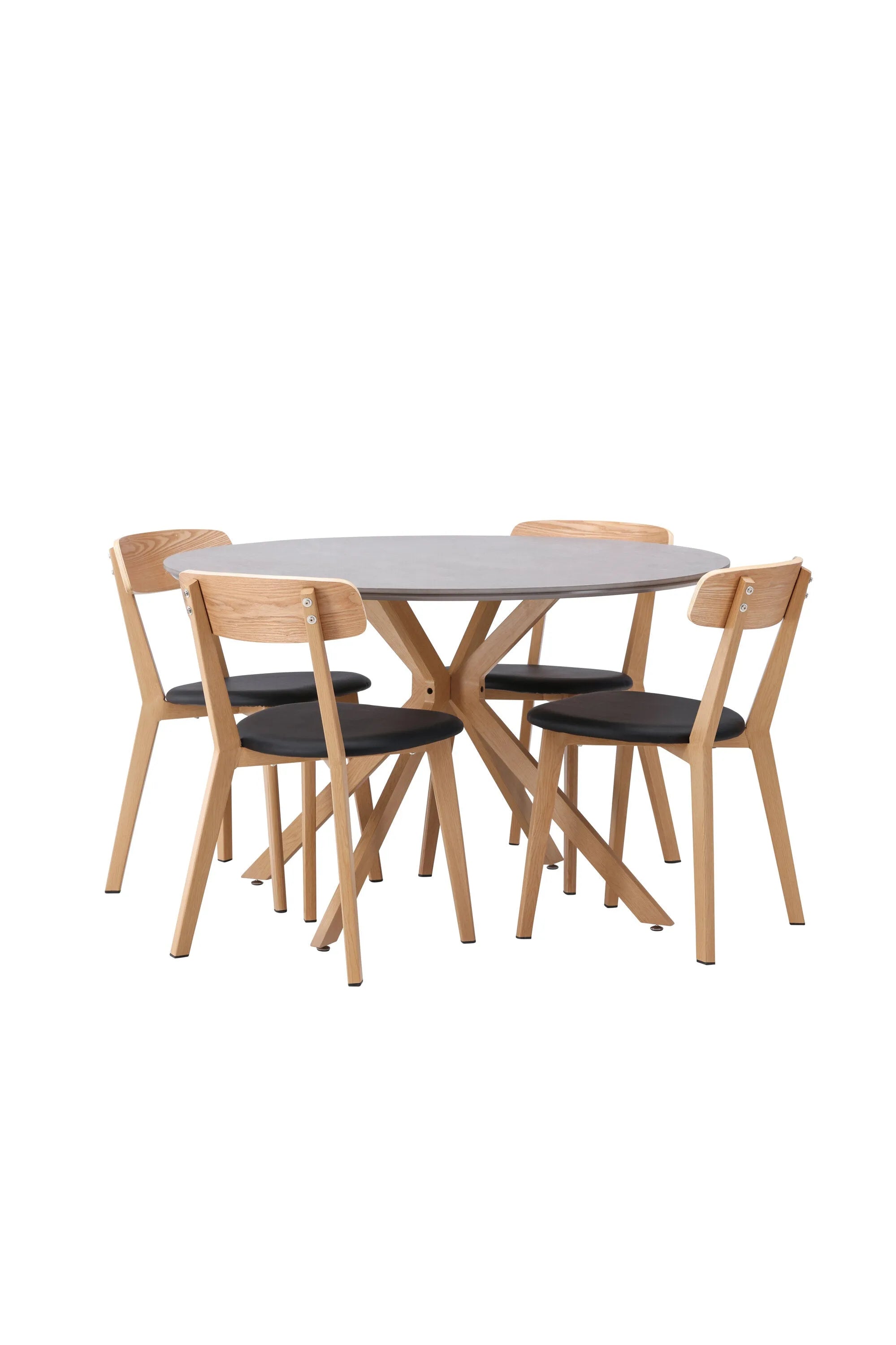 Piazza Esstisch + 4 x Sanjos Esszimmerstuhl in Schwarz/Natur präsentiert im Onlineshop von KAQTU Design AG. Esszimmerset ist von Venture Home