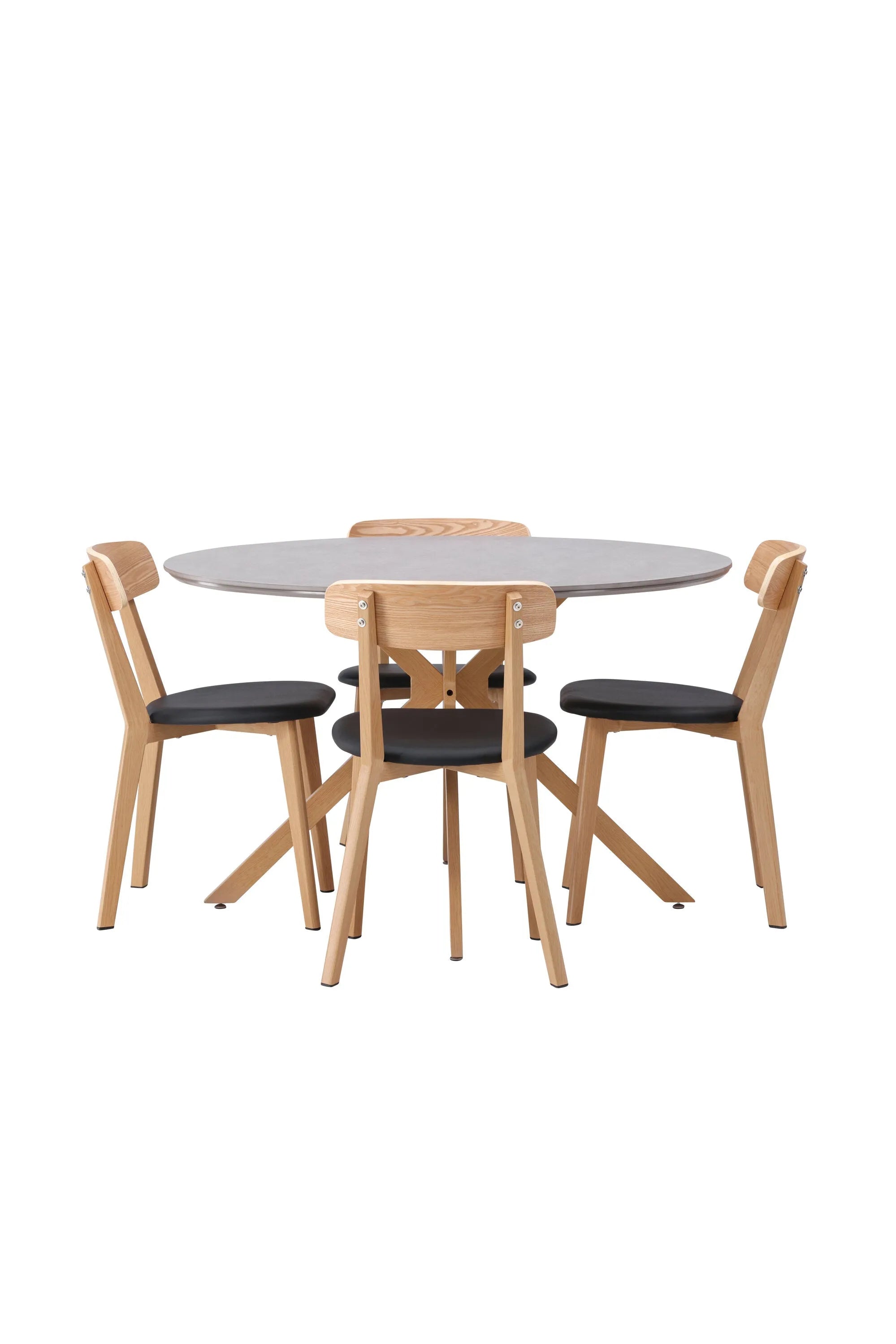 Piazza Esstisch + 4 x Sanjos Esszimmerstuhl in Schwarz/Natur präsentiert im Onlineshop von KAQTU Design AG. Esszimmerset ist von Venture Home