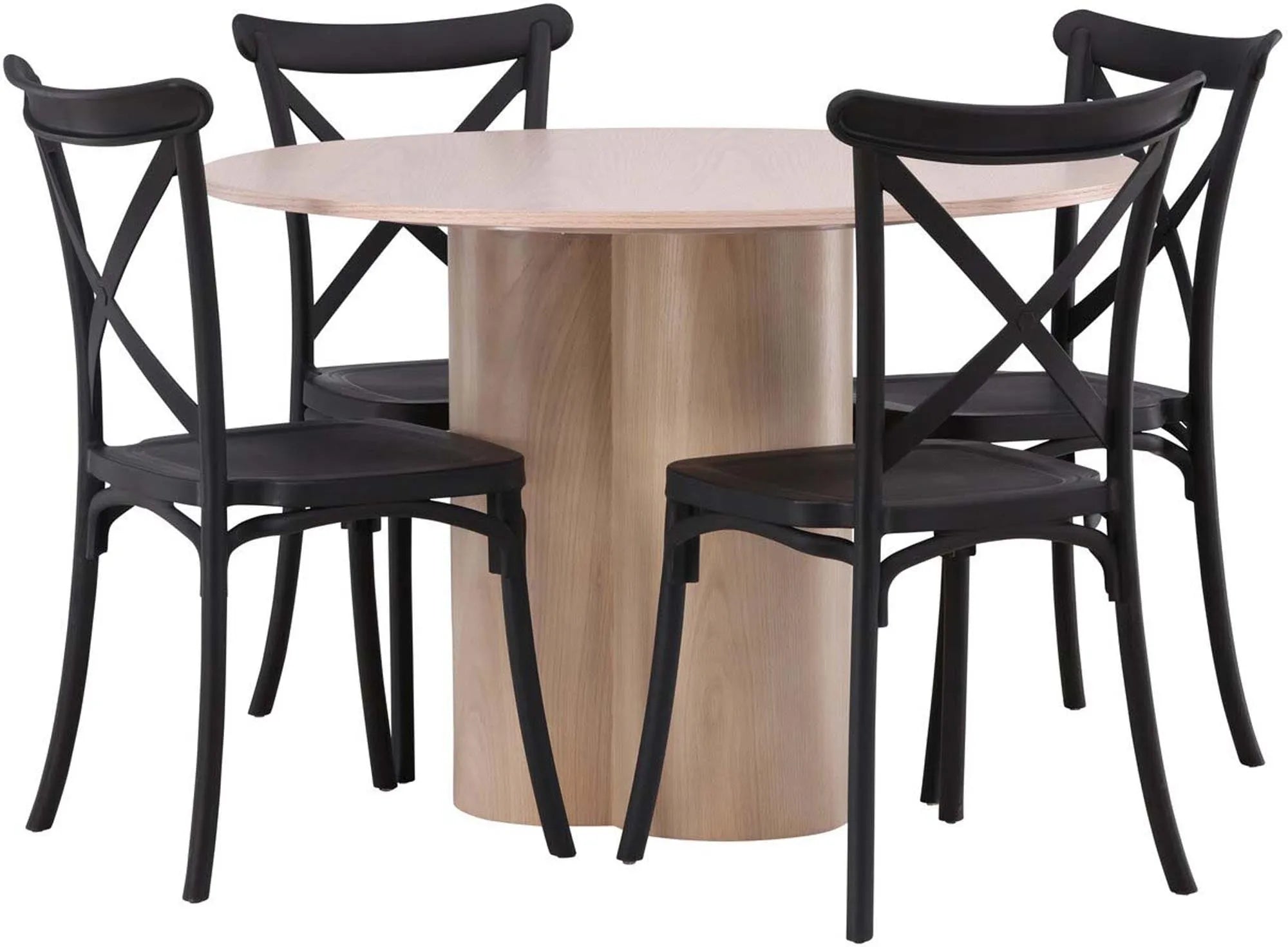 Olivia Esszimmer Set + Crosett ⌀110cm/4St. in Schwarz präsentiert im Onlineshop von KAQTU Design AG. Esszimmerset ist von Venture Home