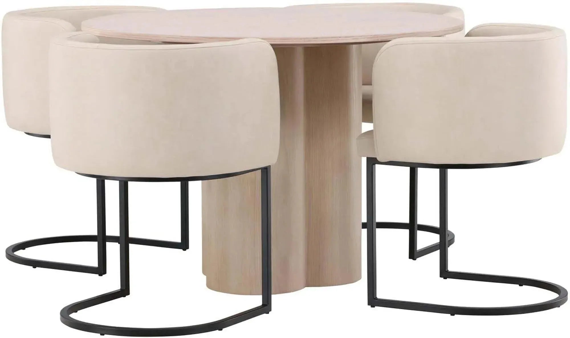 Olivia Esszimmer Set + Simrishamn ⌀110cm/4St. in Beige / Schwarz präsentiert im Onlineshop von KAQTU Design AG. Esszimmerset ist von Venture Home