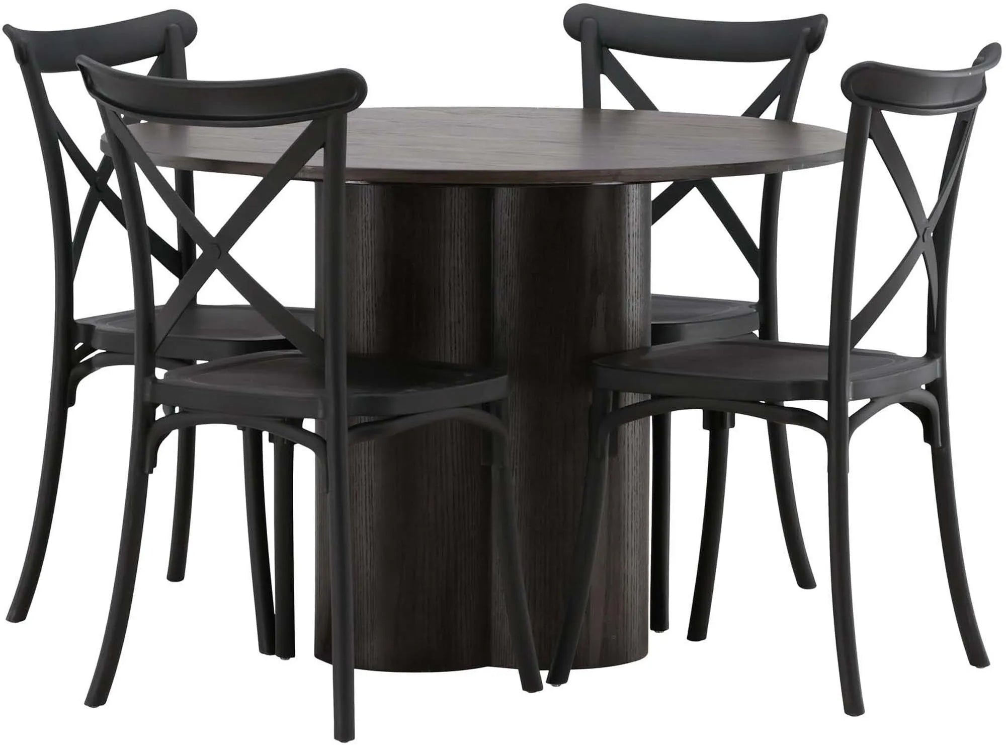 Olivia Esszimmer Set + Crosett ⌀110cm/4St. in Schwarz präsentiert im Onlineshop von KAQTU Design AG. Esszimmerset ist von Venture Home