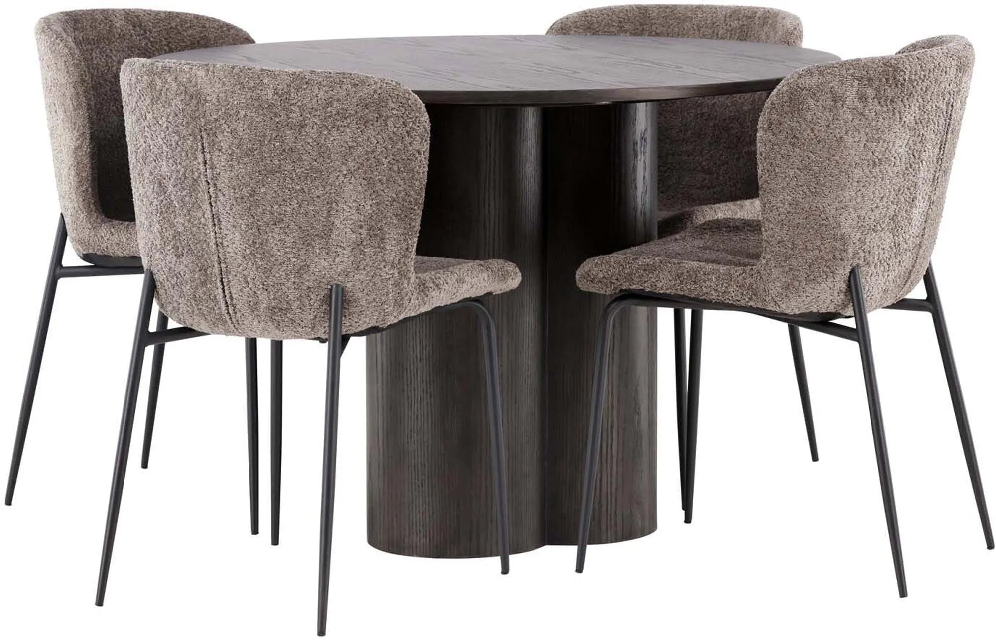 Olivia Esszimmer Set + Modesto ⌀110cm/4St. in Schwarz / Beige präsentiert im Onlineshop von KAQTU Design AG. Esszimmerset ist von Venture Home