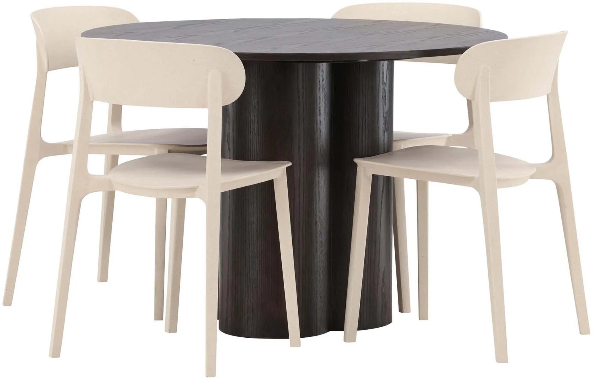 Olivia Esszimmer Set + Astol ⌀110cm/4St. in Schwarz / Beige präsentiert im Onlineshop von KAQTU Design AG. Esszimmerset ist von Venture Home