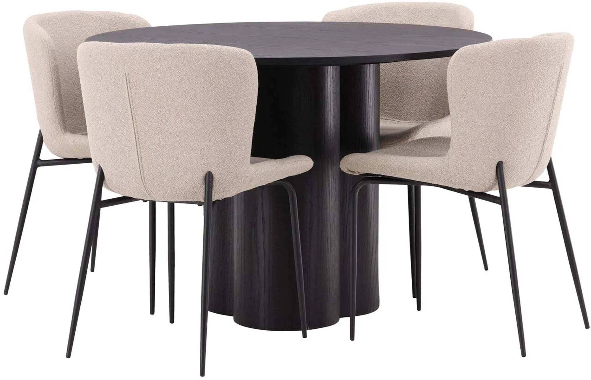 Olivia Esszimmer Set + Modesto ⌀110cm/4St. in Schwarz / Beige präsentiert im Onlineshop von KAQTU Design AG. Esszimmerset ist von Venture Home