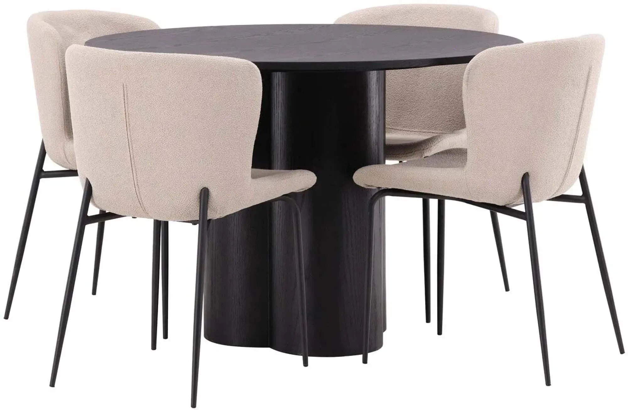 Olivia Esszimmer Set + Modesto ⌀110cm/4St. in Schwarz / Beige präsentiert im Onlineshop von KAQTU Design AG. Esszimmerset ist von Venture Home