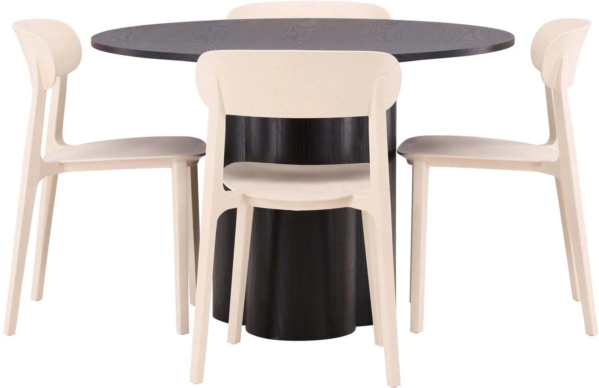 Olivia Esszimmer Set + Astol ⌀110cm/4St. in Schwarz / Beige präsentiert im Onlineshop von KAQTU Design AG. Esszimmerset ist von Venture Home