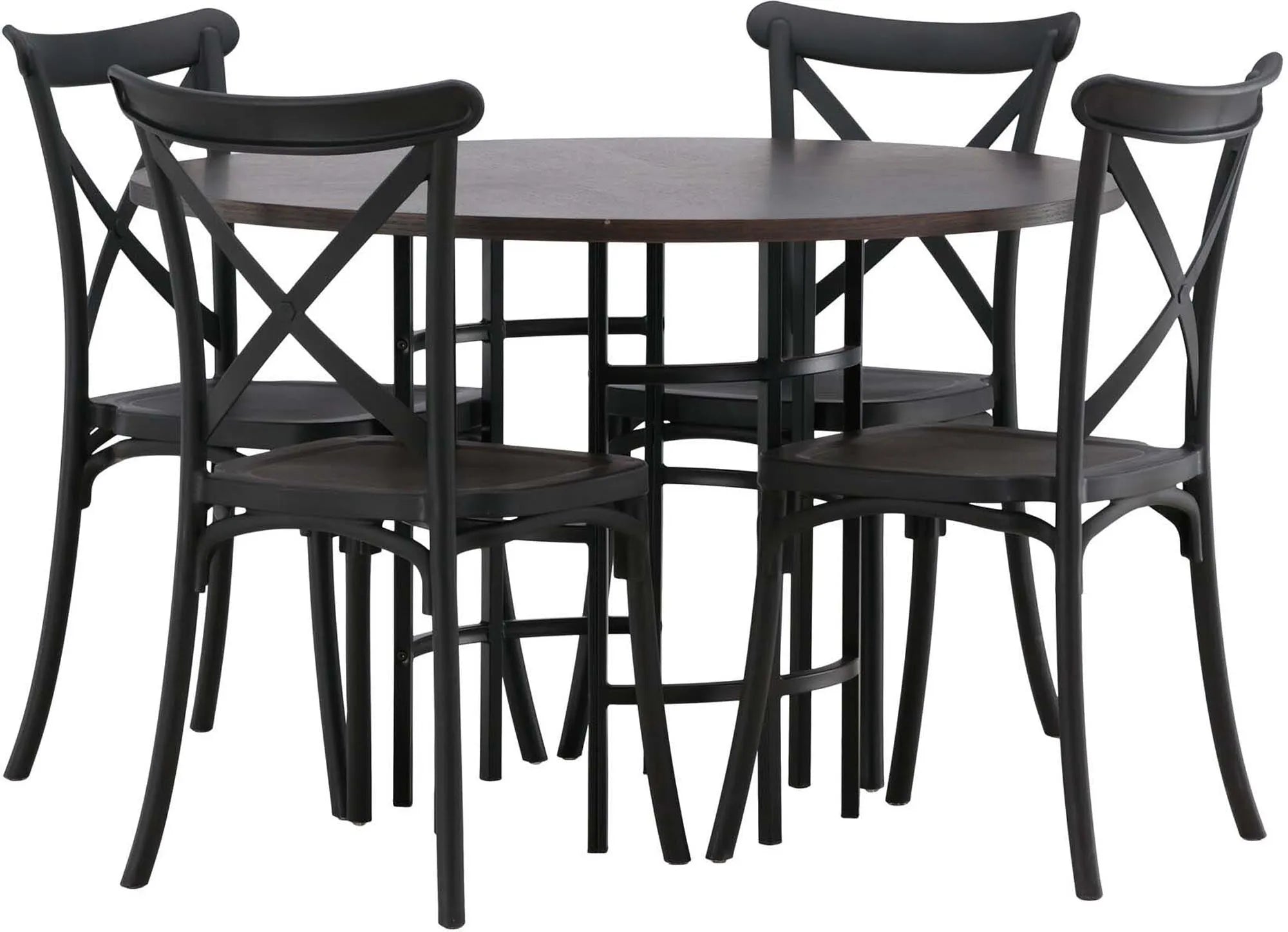 Esszimmerset Copenhagen + Crosett ⌀115cm/4St. in Schwarz präsentiert im Onlineshop von KAQTU Design AG. Esszimmerset ist von Venture Home