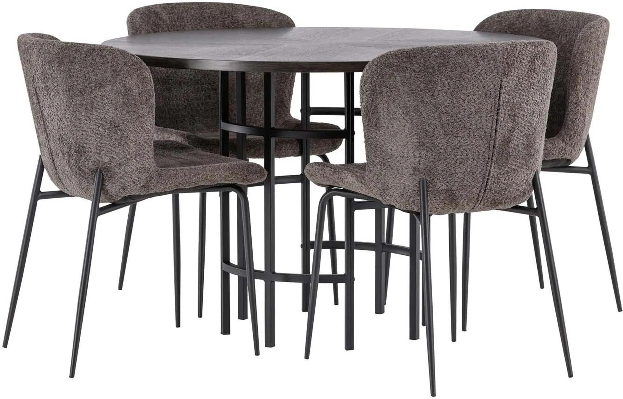 Esszimmerset Copenhagen + Modesto ⌀115cm/4St. in Beige / Schwarz präsentiert im Onlineshop von KAQTU Design AG. Esszimmerset ist von Venture Home