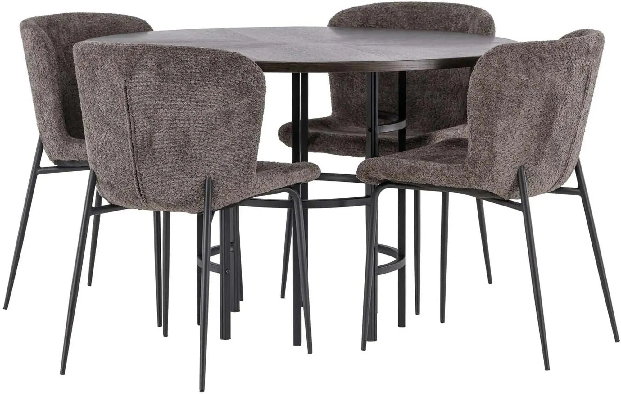 Esszimmerset Copenhagen + Modesto ⌀115cm/4St. in Beige / Schwarz präsentiert im Onlineshop von KAQTU Design AG. Esszimmerset ist von Venture Home