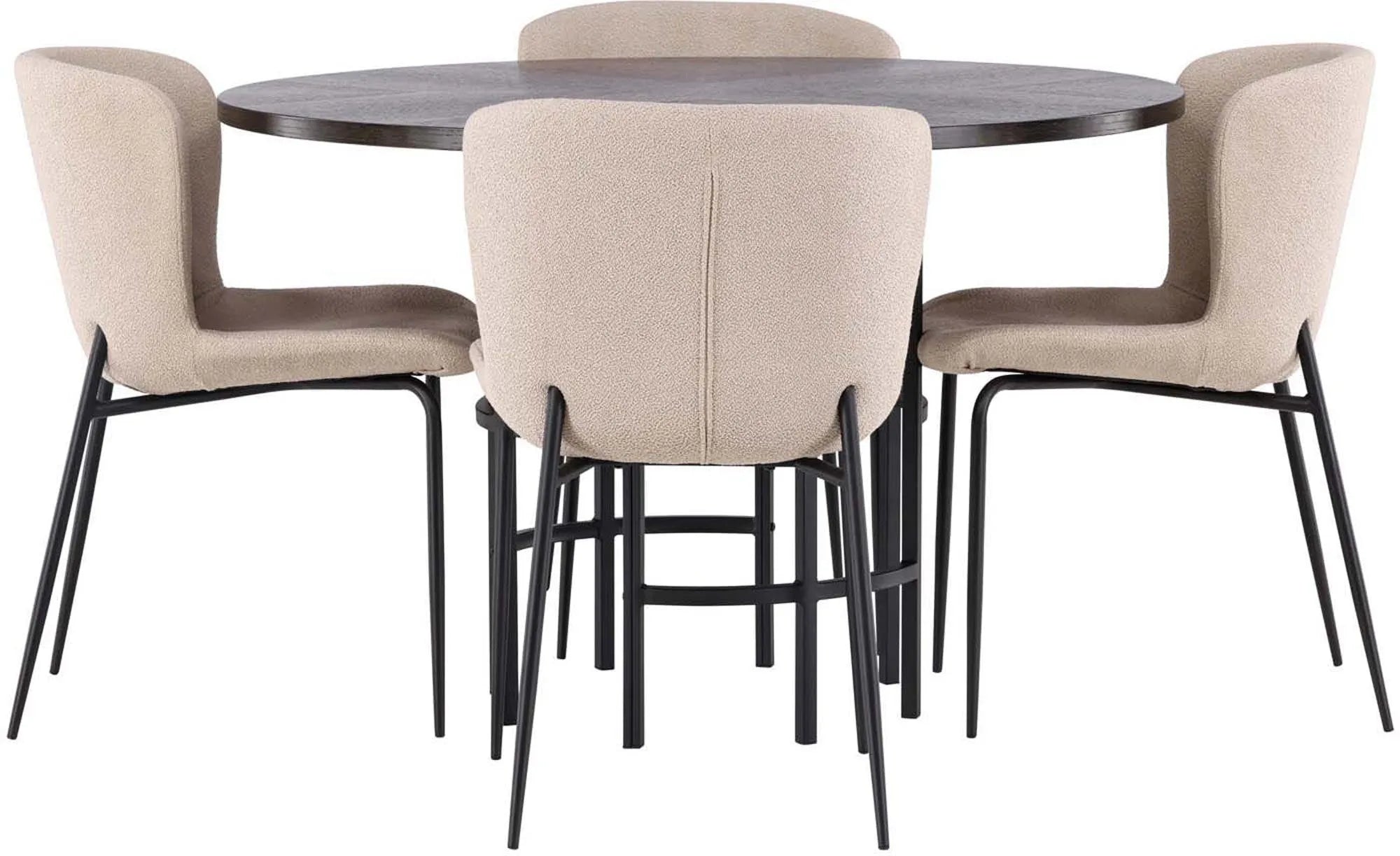 Esszimmerset Copenhagen + Modesto ⌀115cm/4St. in Beige / Schwarz präsentiert im Onlineshop von KAQTU Design AG. Esszimmerset ist von Venture Home