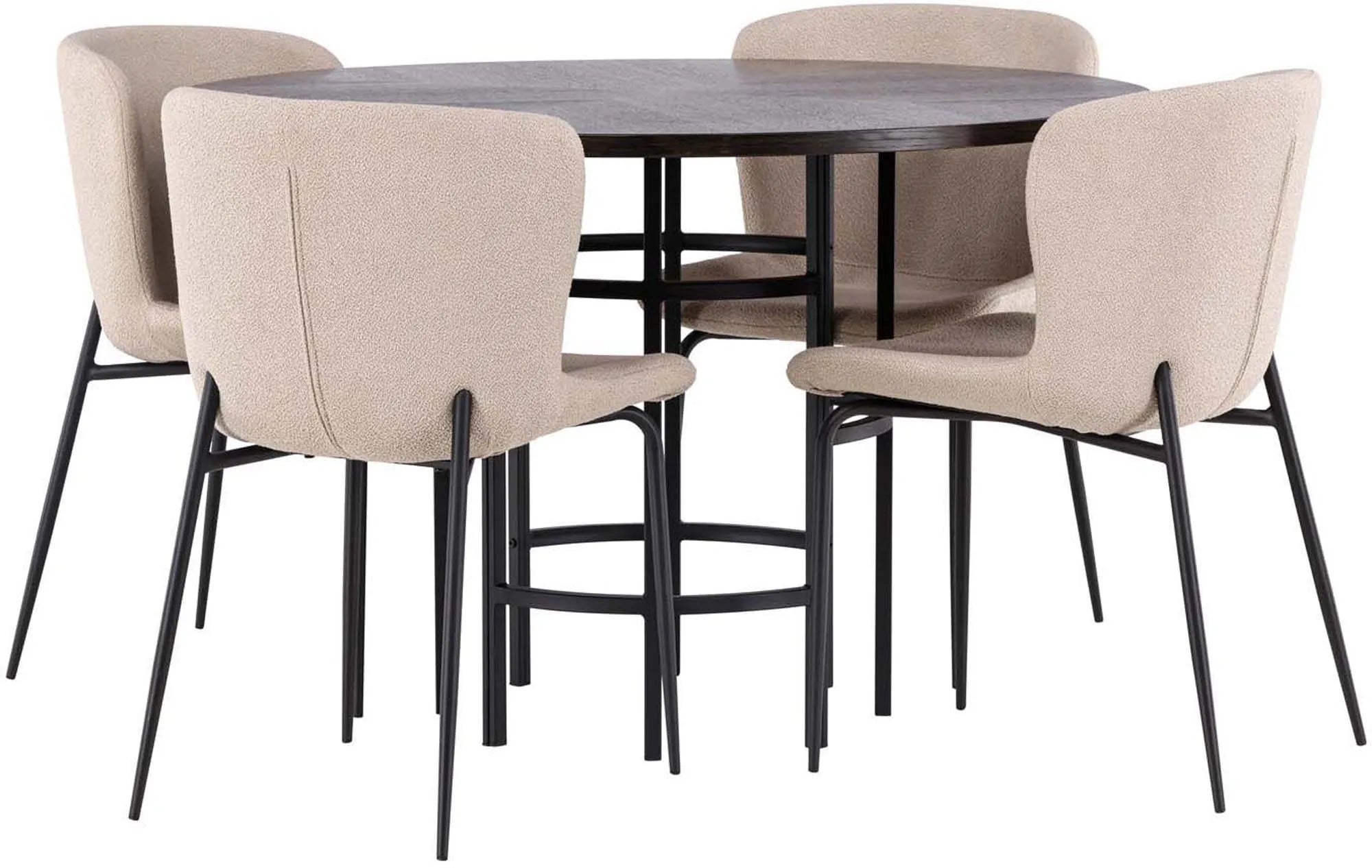 Esszimmerset Copenhagen + Modesto ⌀115cm/4St. in Beige / Schwarz präsentiert im Onlineshop von KAQTU Design AG. Esszimmerset ist von Venture Home