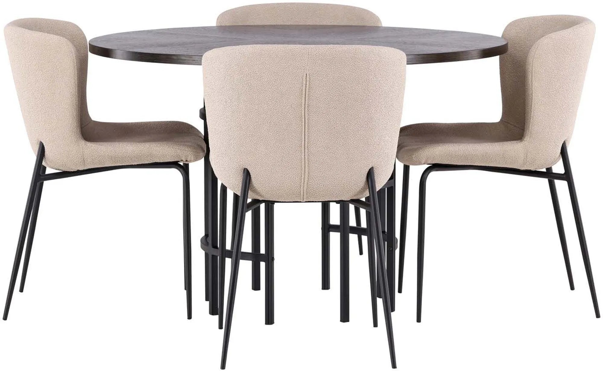 Esszimmerset Copenhagen + Modesto ⌀115cm/4St. in Beige / Schwarz präsentiert im Onlineshop von KAQTU Design AG. Esszimmerset ist von Venture Home