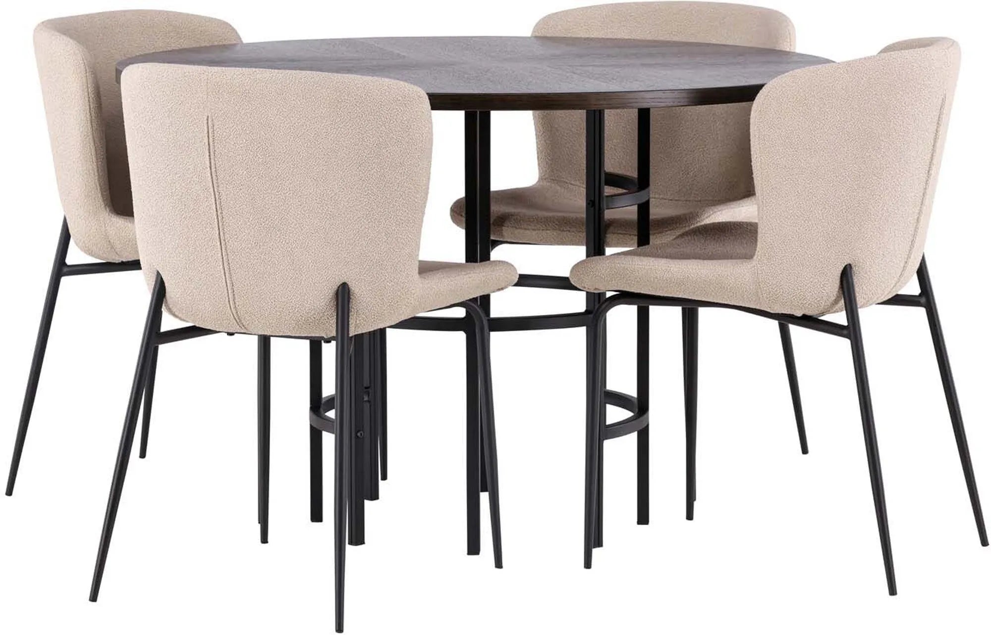 Esszimmerset Copenhagen + Modesto ⌀115cm/4St. in Beige / Schwarz präsentiert im Onlineshop von KAQTU Design AG. Esszimmerset ist von Venture Home