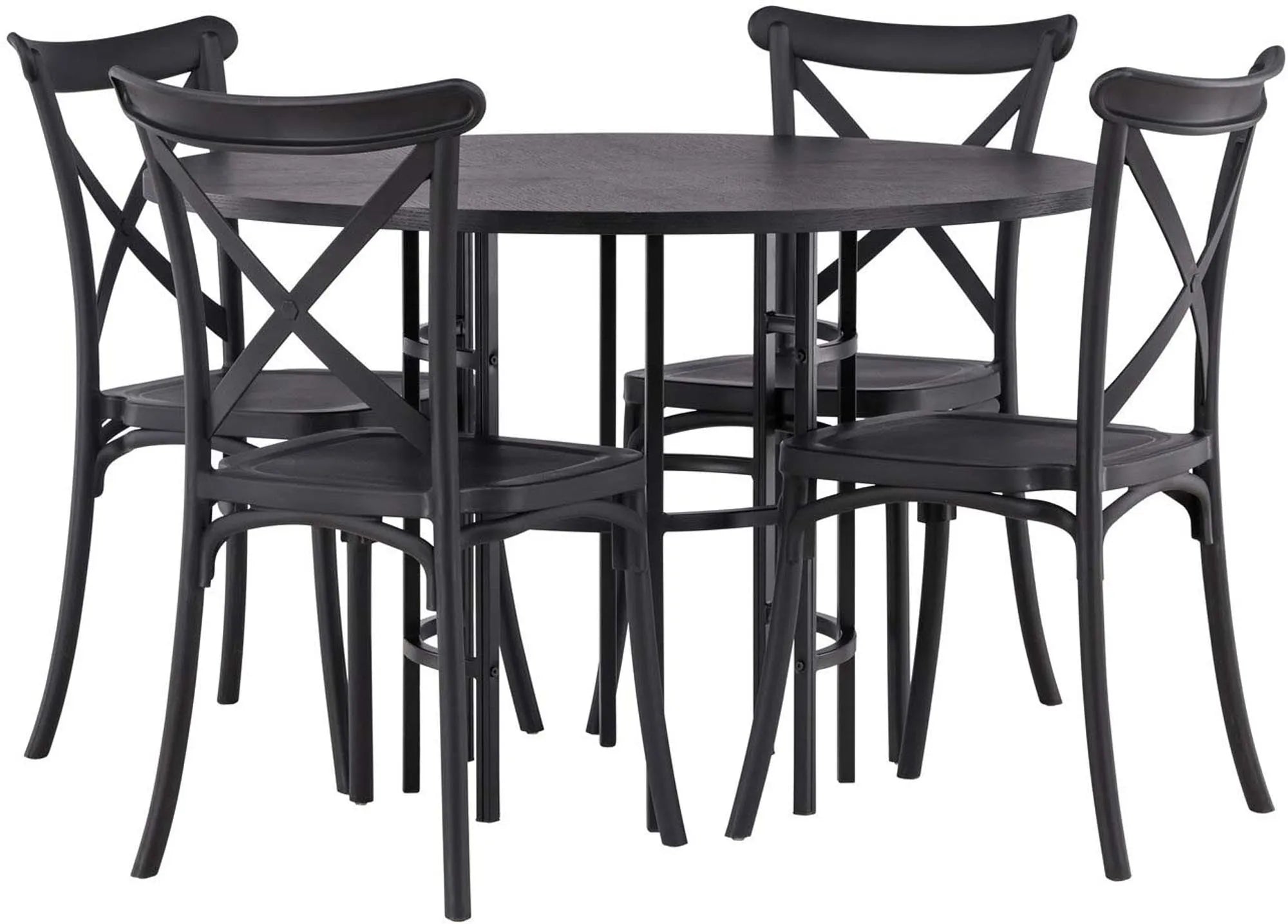 Esszimmerset Copenhagen + Crosett ⌀115cm/4St. in Schwarz präsentiert im Onlineshop von KAQTU Design AG. Esszimmerset ist von Venture Home