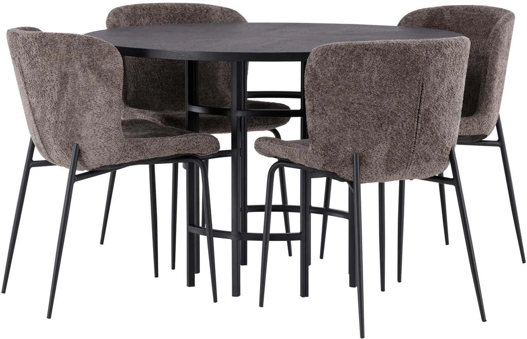 Esszimmerset Copenhagen + Modesto ⌀115cm/4St. in Beige / Schwarz präsentiert im Onlineshop von KAQTU Design AG. Esszimmerset ist von Venture Home