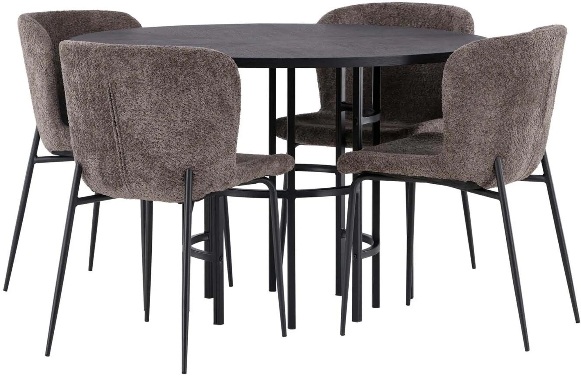 Esszimmerset Copenhagen + Modesto ⌀115cm/4St. in Beige / Schwarz präsentiert im Onlineshop von KAQTU Design AG. Esszimmerset ist von Venture Home