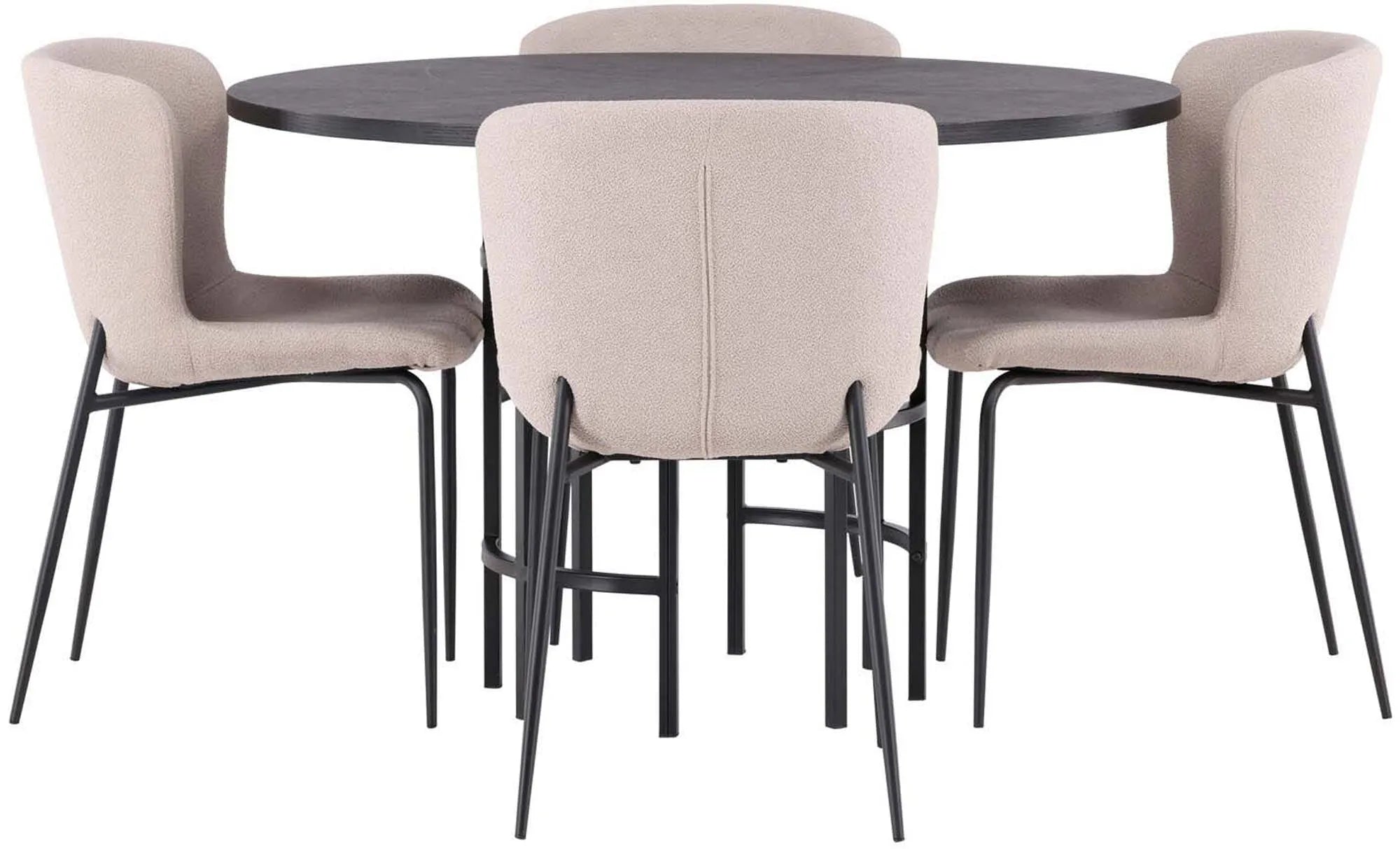 Esszimmerset Copenhagen + Modesto ⌀115cm/4St. in Beige / Schwarz präsentiert im Onlineshop von KAQTU Design AG. Esszimmerset ist von Venture Home