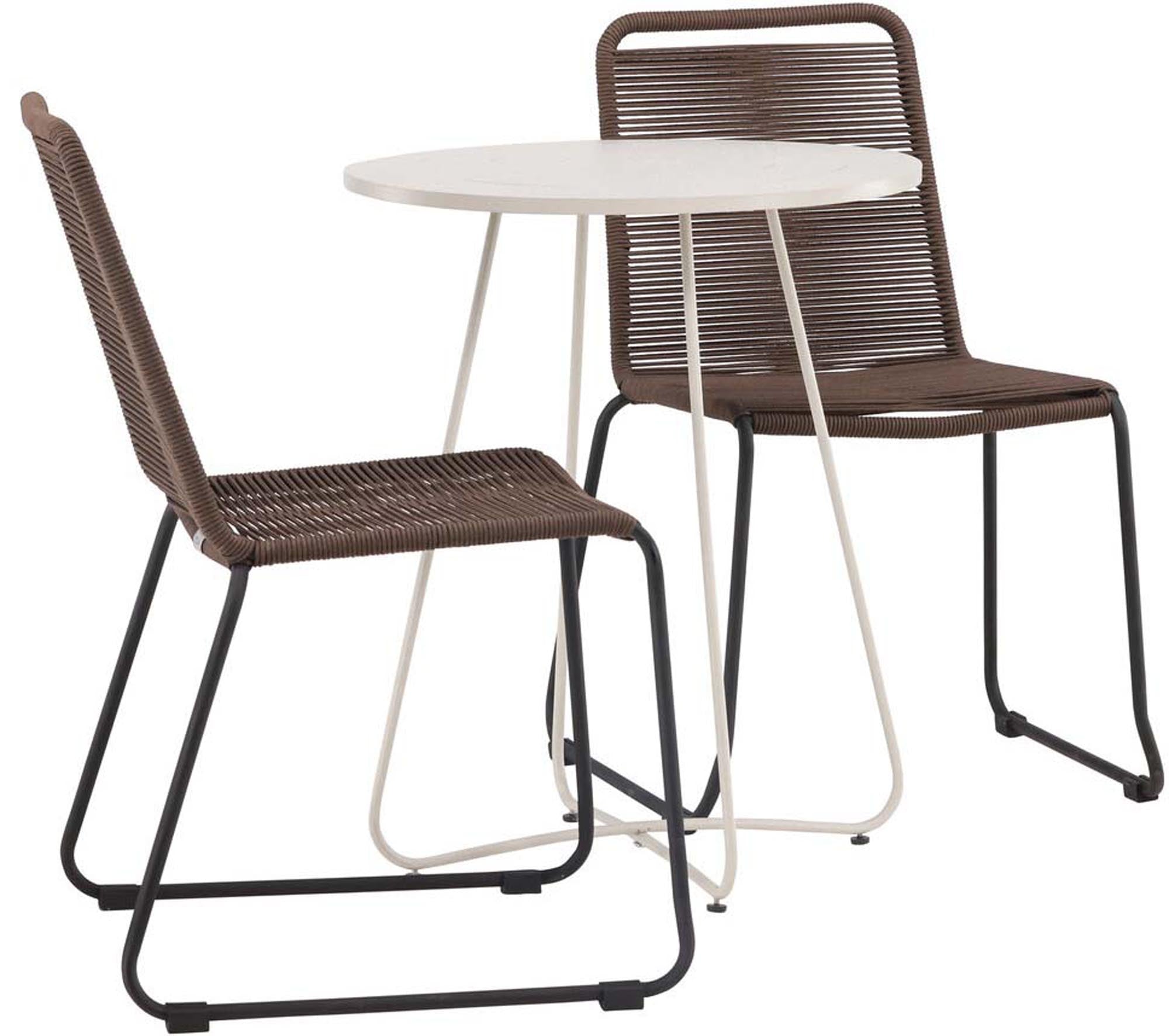 Bacong Outdoor-Tischset + Lindos ⌀60cm/2St. in Schwarz Braun präsentiert im Onlineshop von KAQTU Design AG. Gartentischset ist von Venture Home