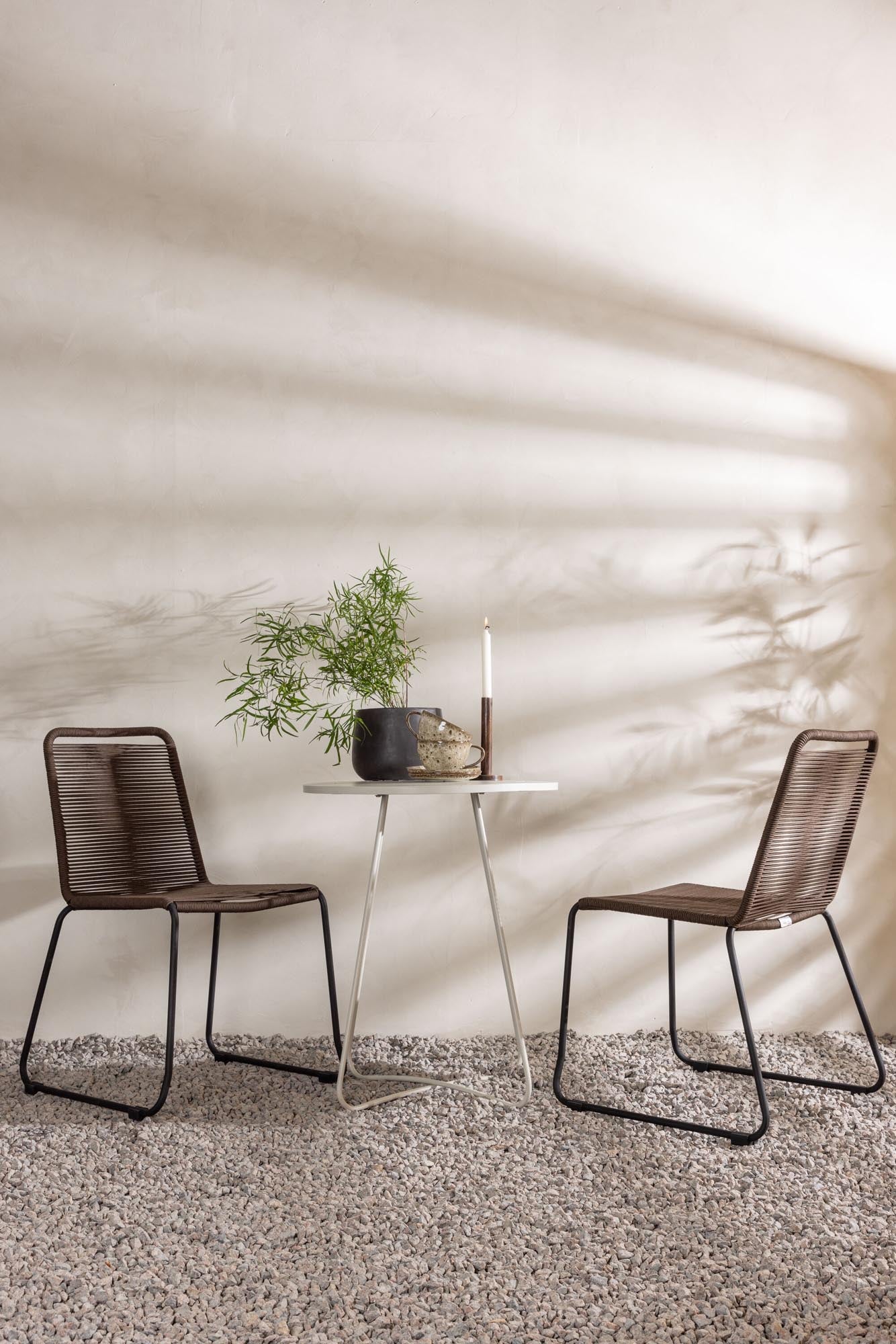 Bacong Outdoor-Tischset + Lindos ⌀60cm/2St. in Schwarz Braun präsentiert im Onlineshop von KAQTU Design AG. Gartentischset ist von Venture Home