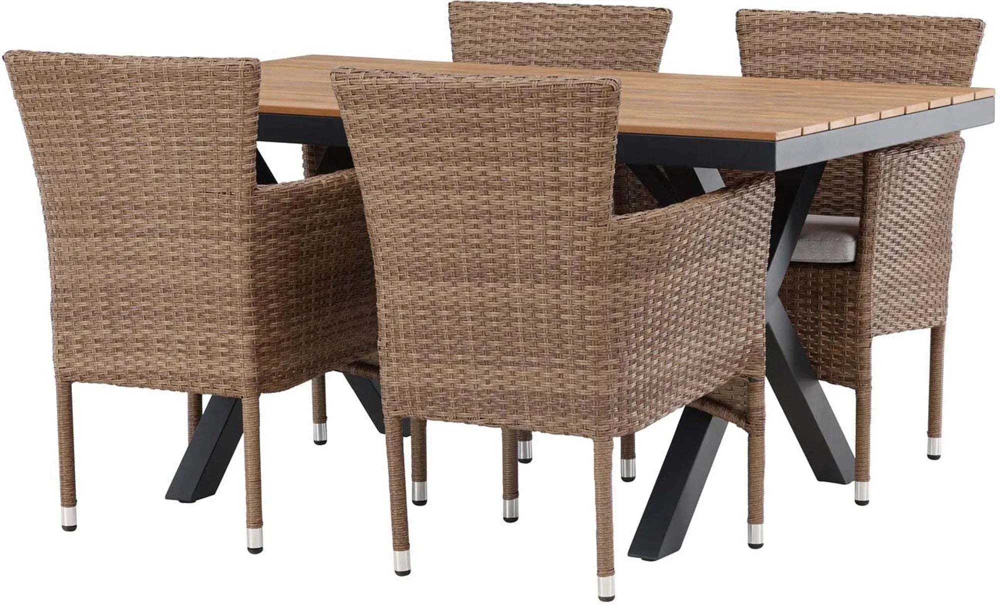 Garcia Outdoor-Tischset + Malina 150cm/4St. in Schwarz, Natur präsentiert im Onlineshop von KAQTU Design AG. Gartentischset ist von Venture Home