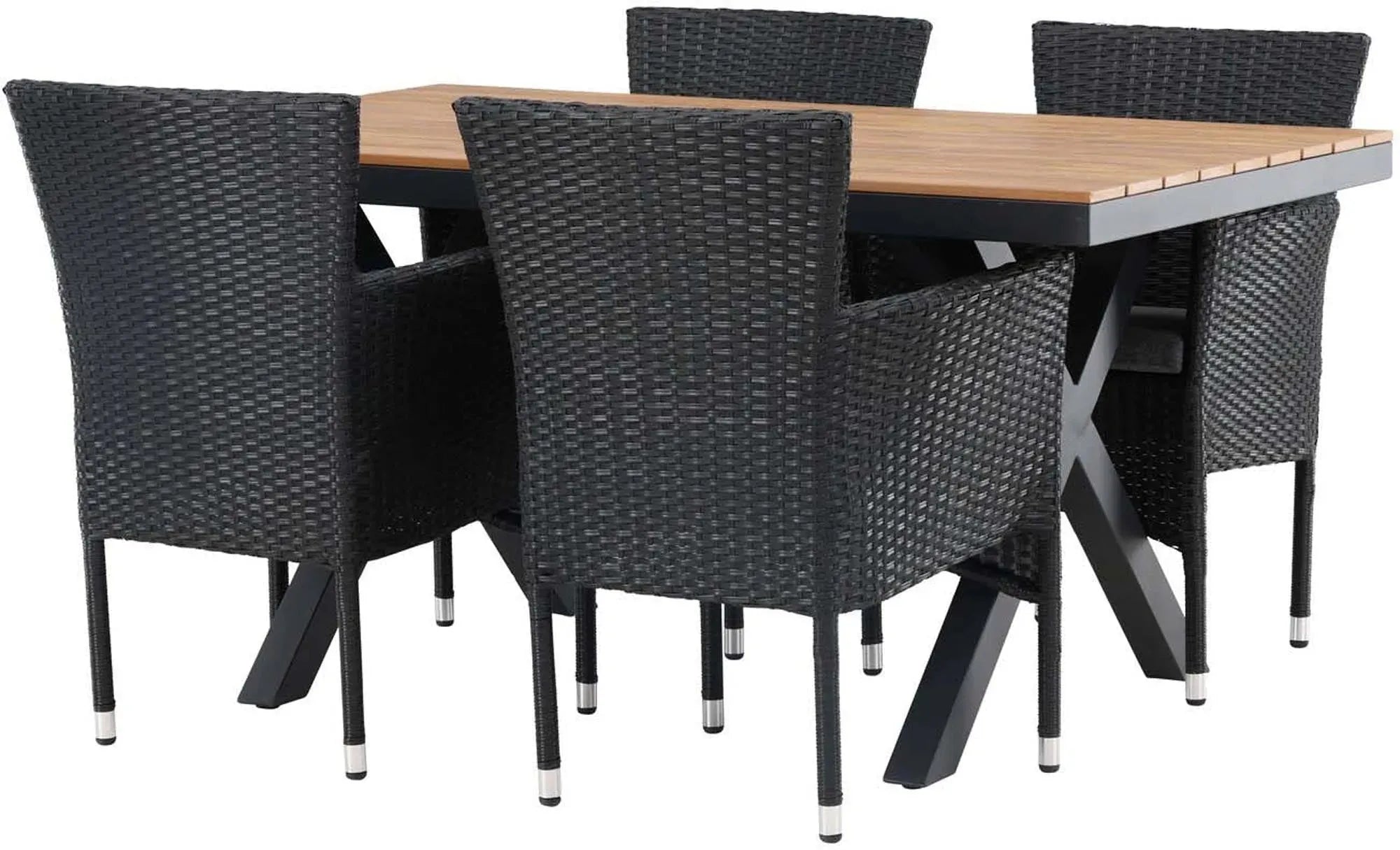 Garcia Outdoor-Tischset + Malina 150cm/4St. in Schwarz, Natur präsentiert im Onlineshop von KAQTU Design AG. Gartentischset ist von Venture Home