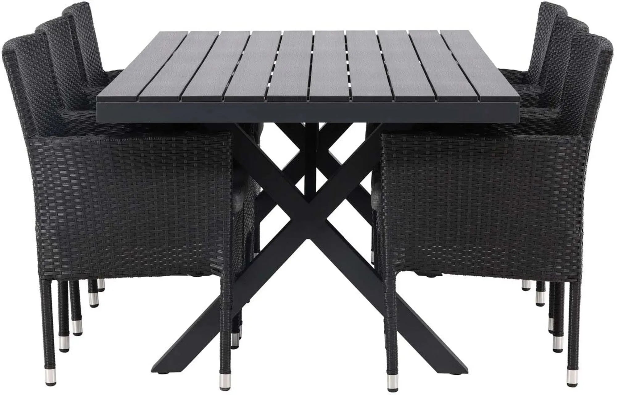 Garcia Outdoor-Tischset + Malina 200cm/6St. in Schwarz präsentiert im Onlineshop von KAQTU Design AG. Gartentischset ist von Venture Home