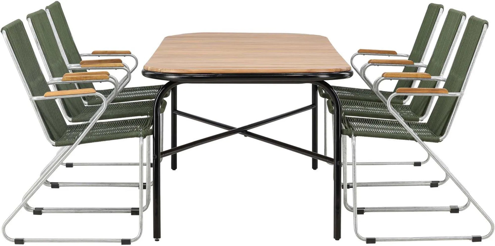 Holmbeck Outdoor-Tischset Bois 200cm/6St., Gartentischset, KAQTU Design