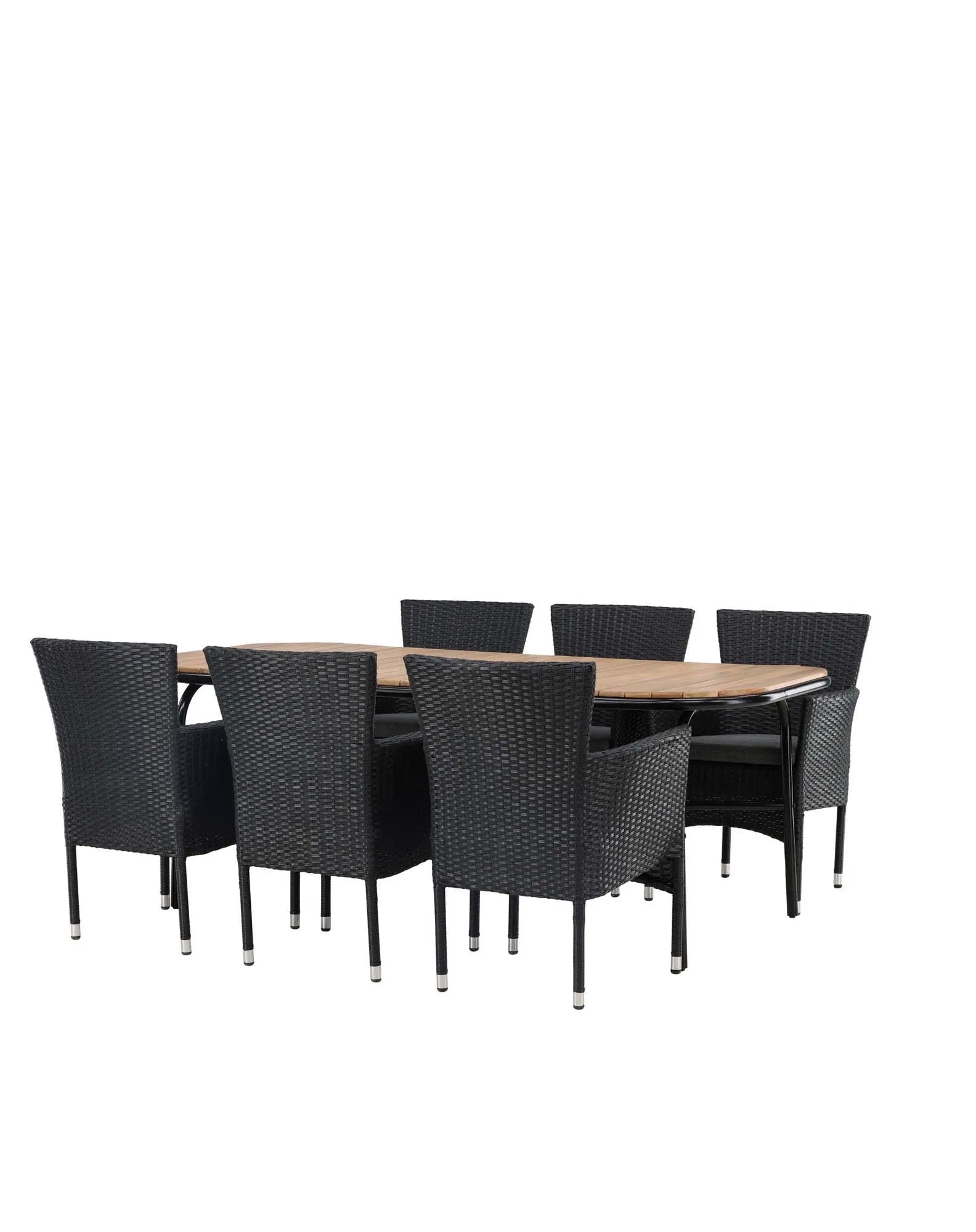 Holmbeck Outdoor-Tischset Malina 200cm/6St. in Schwarz / Natur präsentiert im Onlineshop von KAQTU Design AG. Gartentischset ist von Venture Home