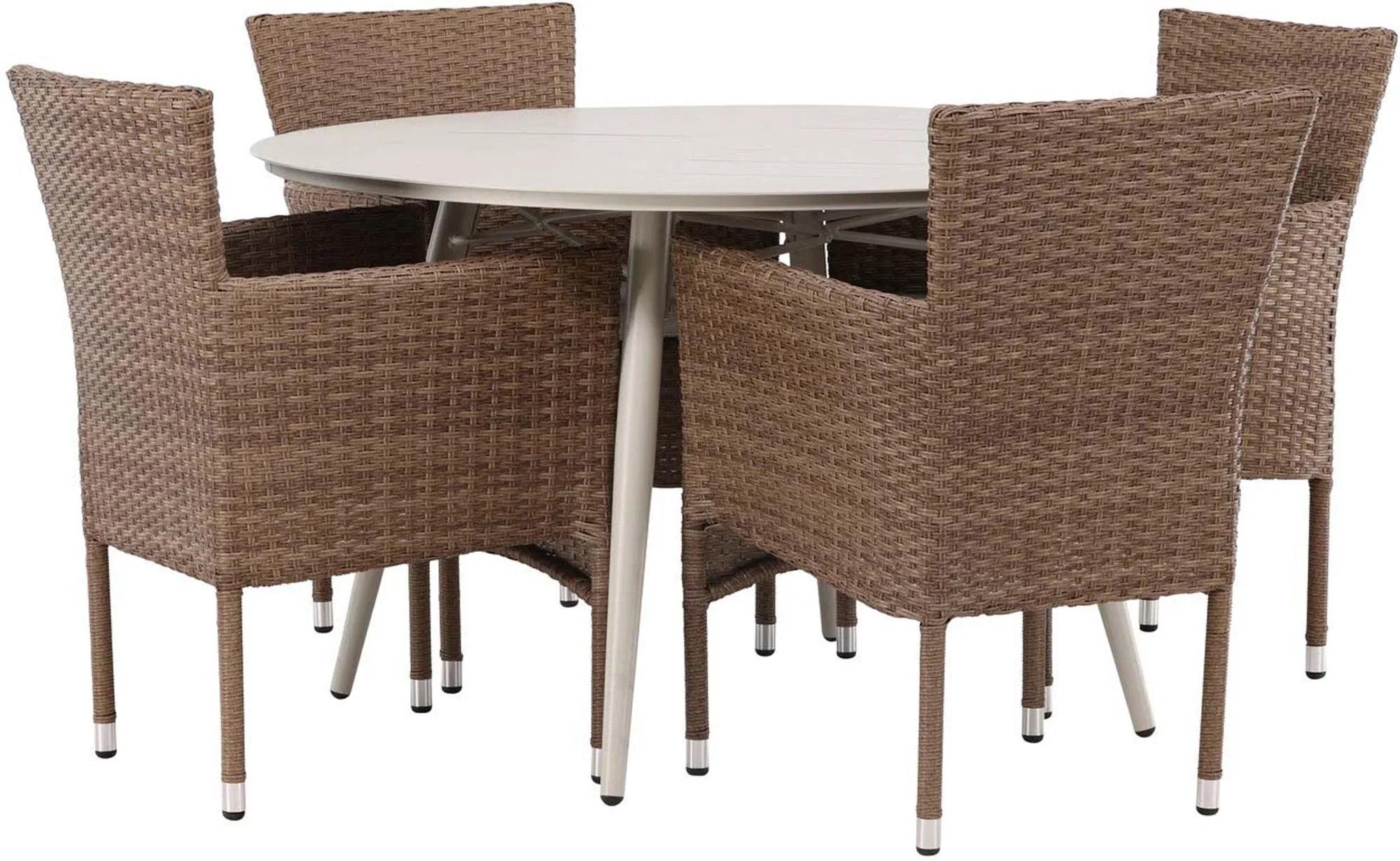 Lina Outdoor-Tischset + Malina ⌀120cm/4St. in Beige / Schwarz präsentiert im Onlineshop von KAQTU Design AG. Gartentischset ist von Venture Home