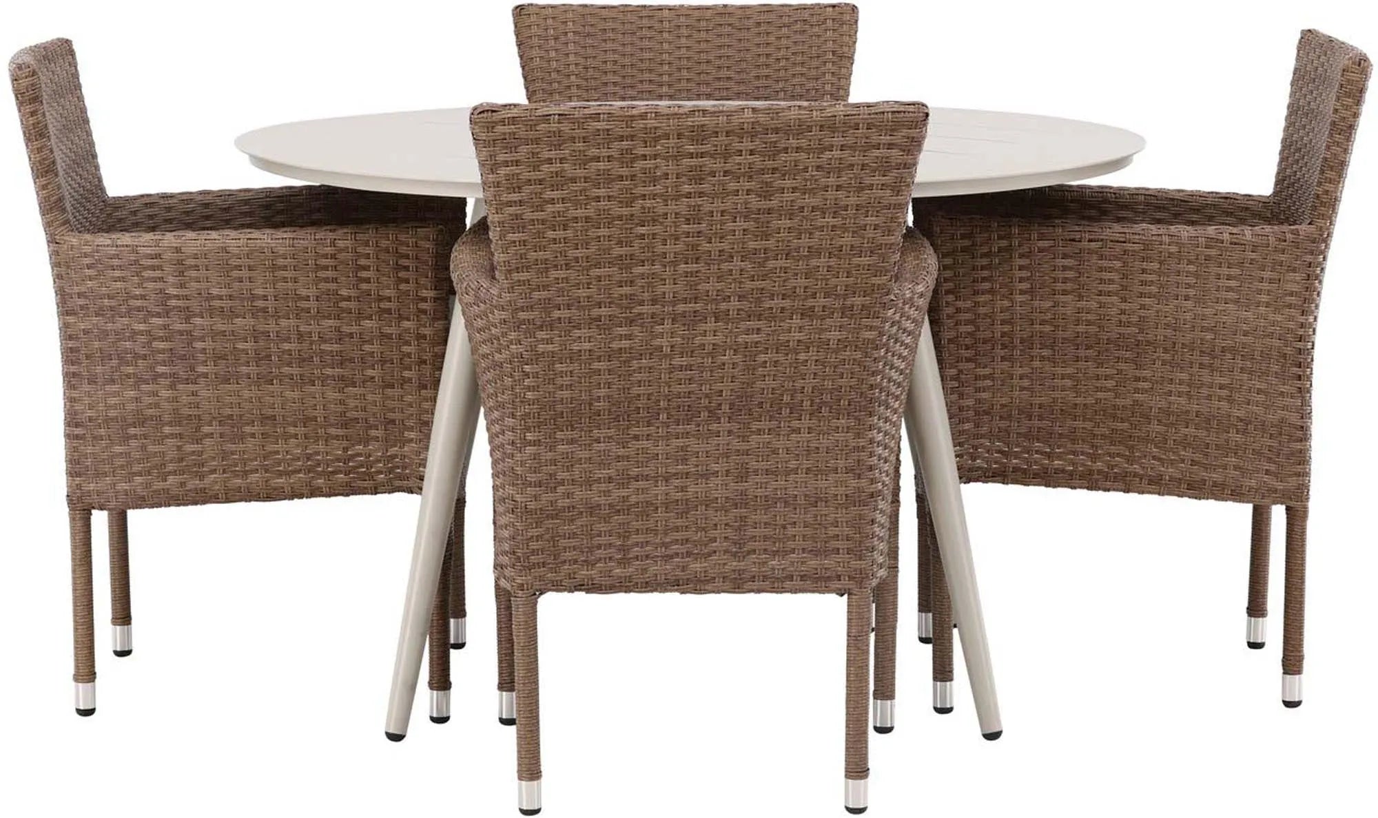 Lina Outdoor-Tischset + Malina ⌀120cm/4St. in Beige / Schwarz präsentiert im Onlineshop von KAQTU Design AG. Gartentischset ist von Venture Home