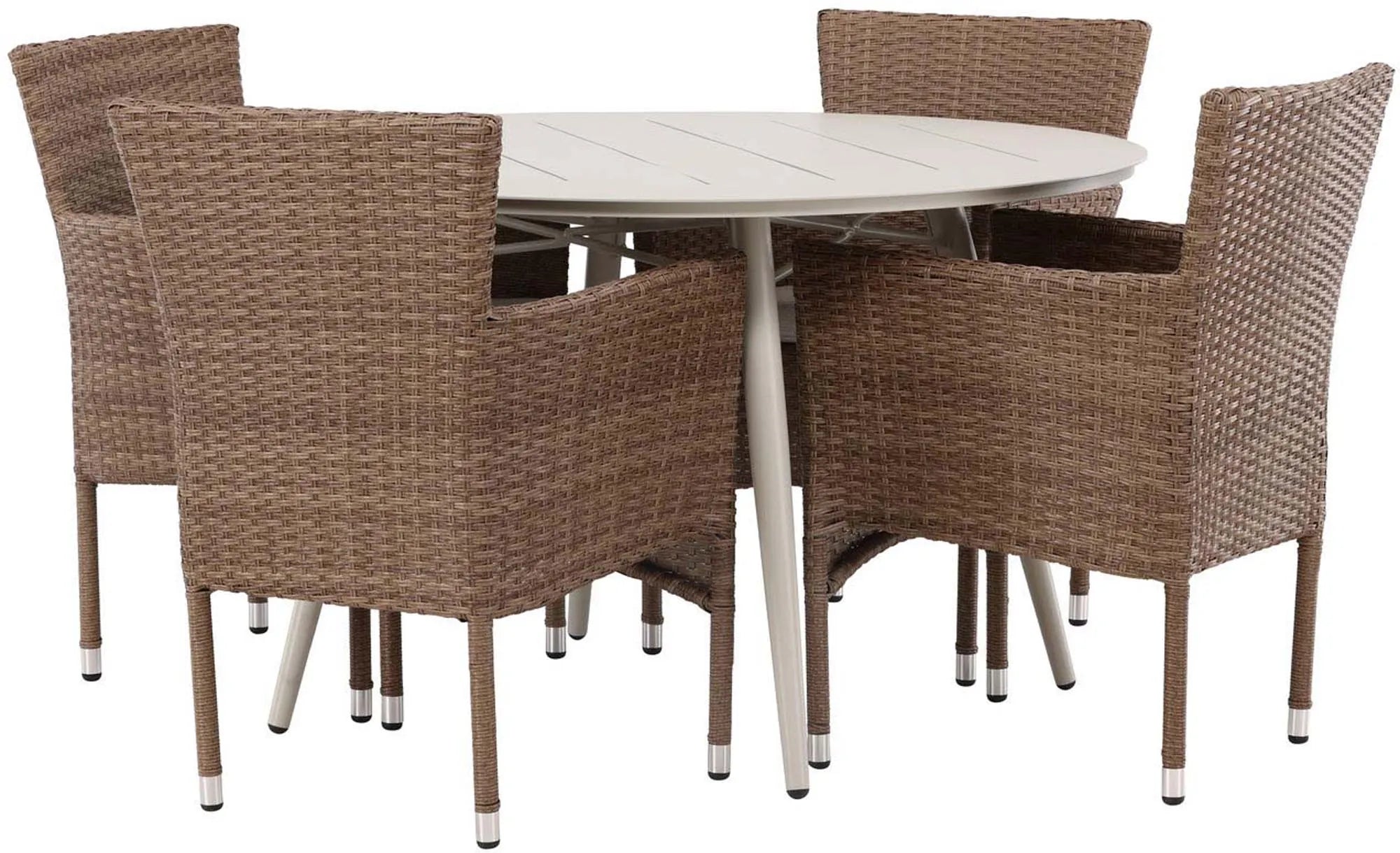 Lina Outdoor-Tischset + Malina ⌀120cm/4St. in Beige / Schwarz präsentiert im Onlineshop von KAQTU Design AG. Gartentischset ist von Venture Home