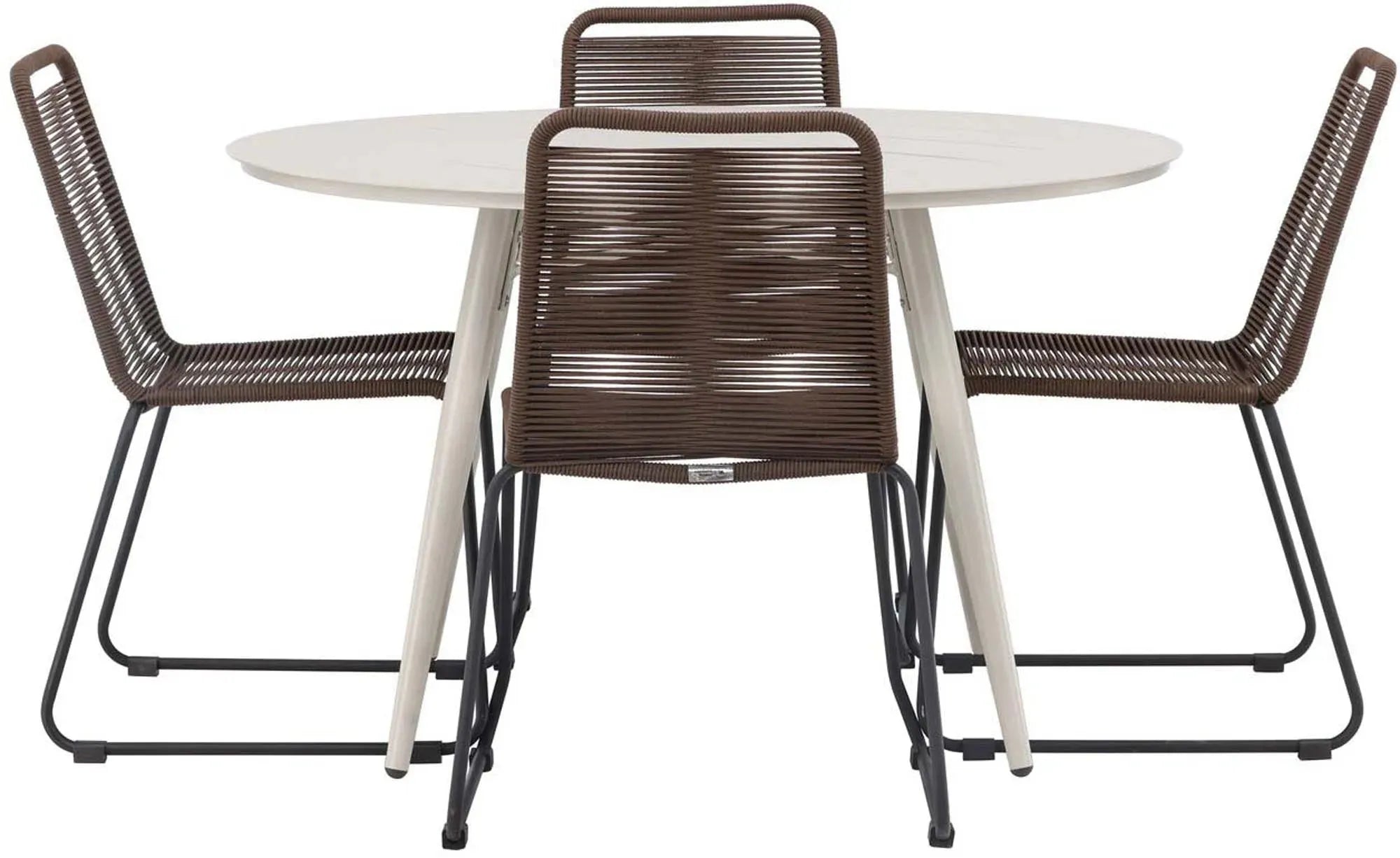 Lina Outdoor-Tischset + Lindos ⌀120cm/4St. in Schwarz Braun präsentiert im Onlineshop von KAQTU Design AG. Gartentischset ist von Venture Home