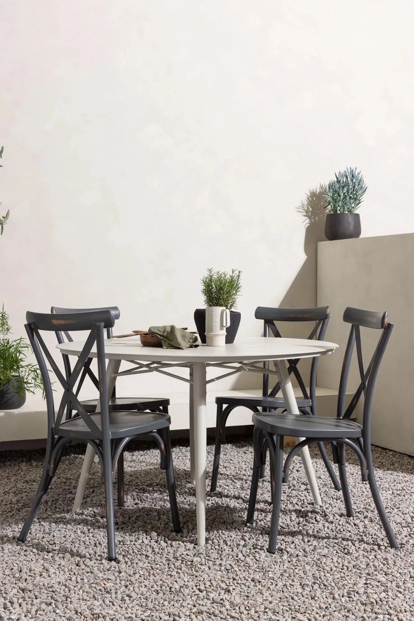 Lina Outdoor-Tischset + Peking ⌀120cm/4St. - KAQTU Design