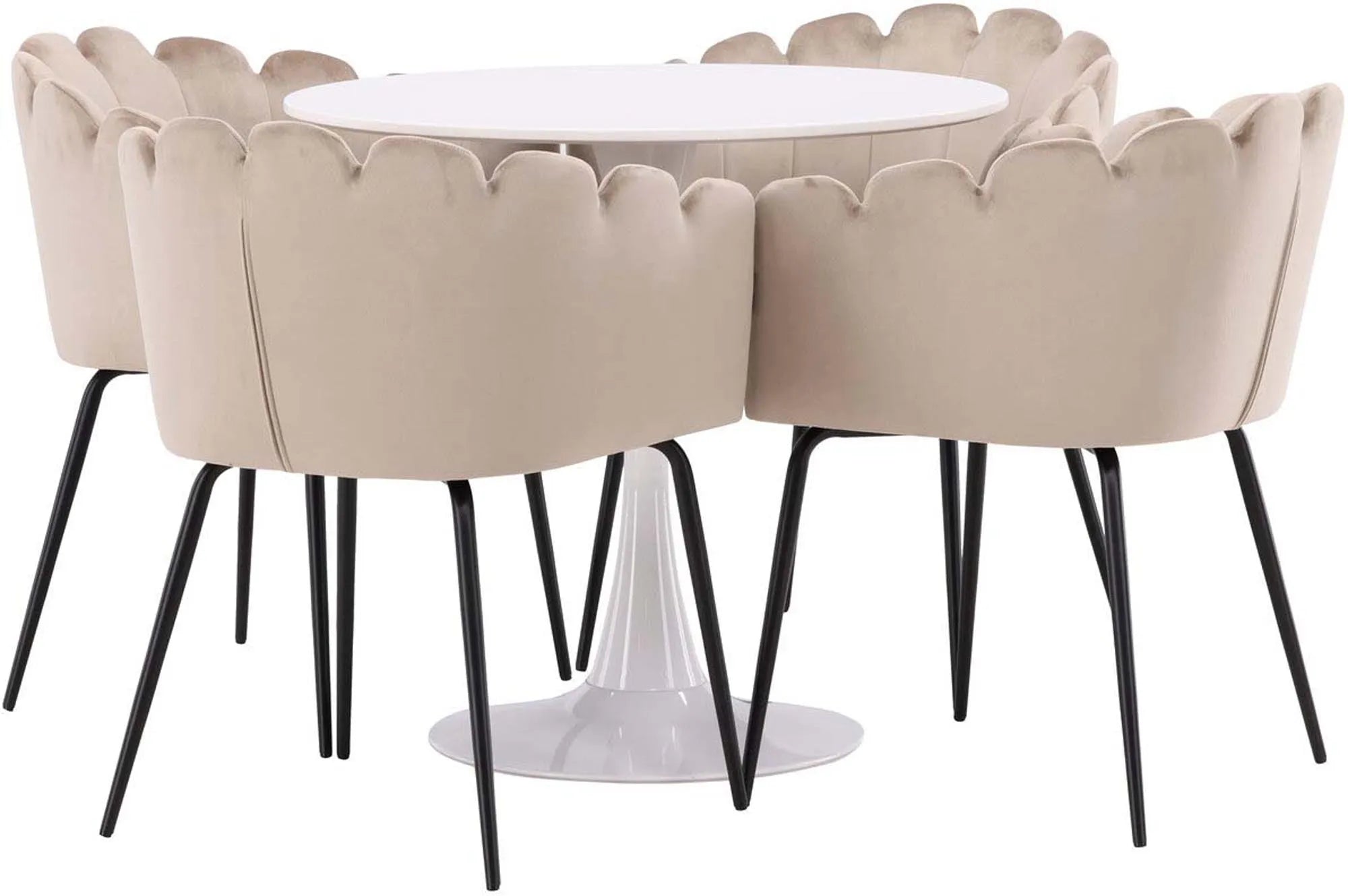 Hamden Esszimmerset + Limhamn ⌀80cm/4St. in Beige präsentiert im Onlineshop von KAQTU Design AG. Esszimmerset ist von Venture Home