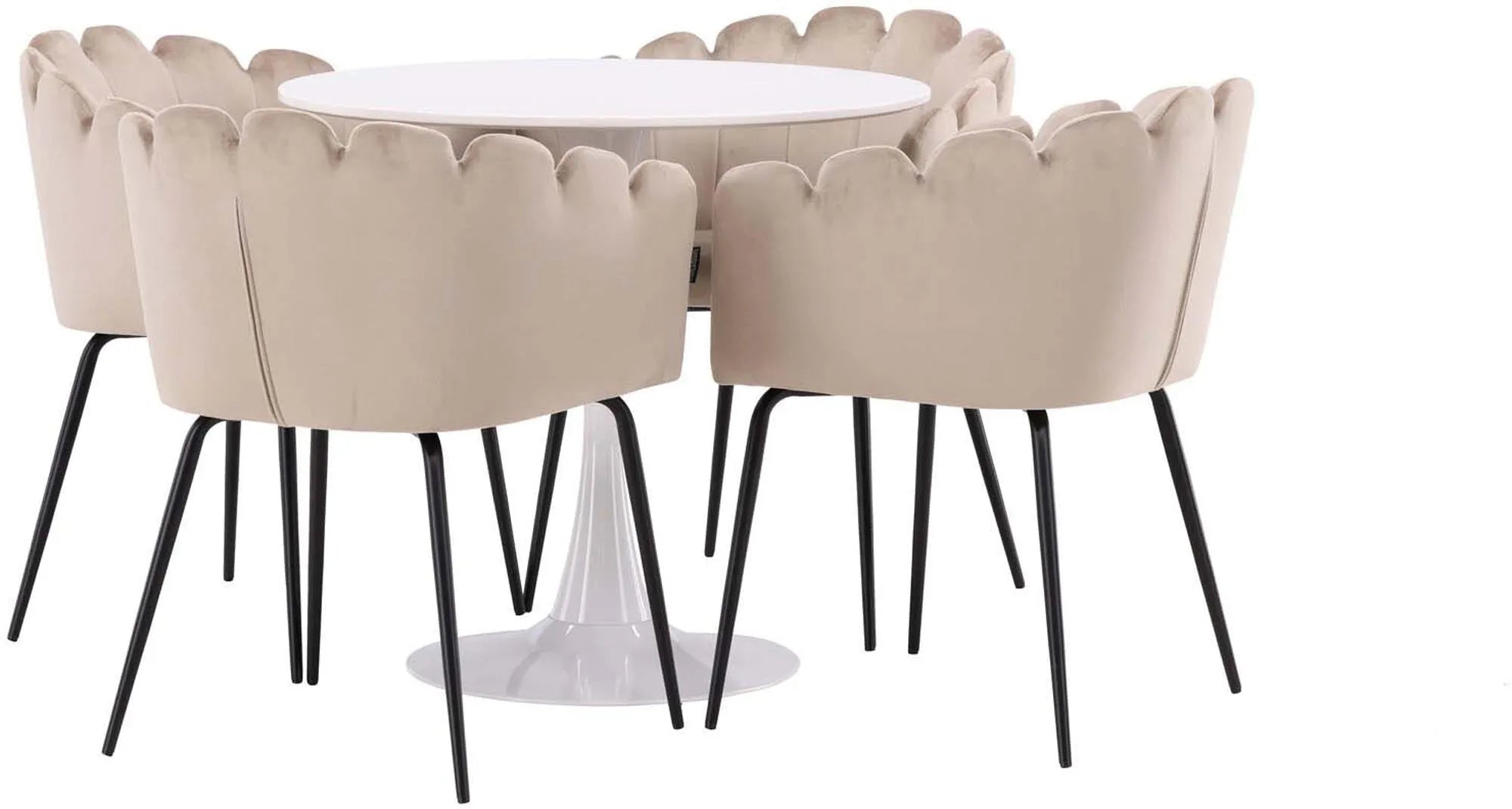 Hamden Esszimmerset + Limhamn ⌀80cm/4St. in Beige präsentiert im Onlineshop von KAQTU Design AG. Esszimmerset ist von Venture Home